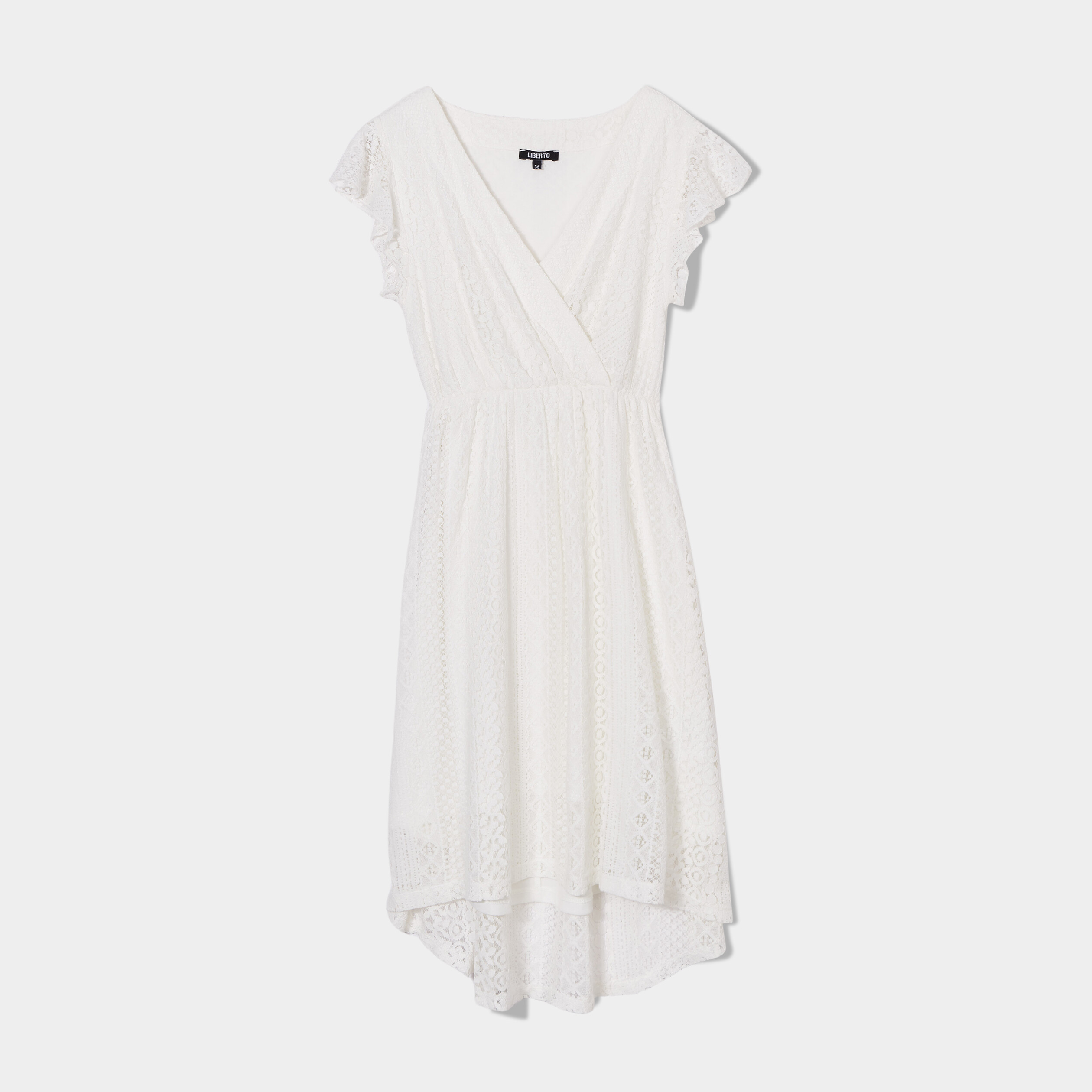robe dentelle midi evasee liberto blanc femme Robe dentelle midi évasée Liberto blanc femme