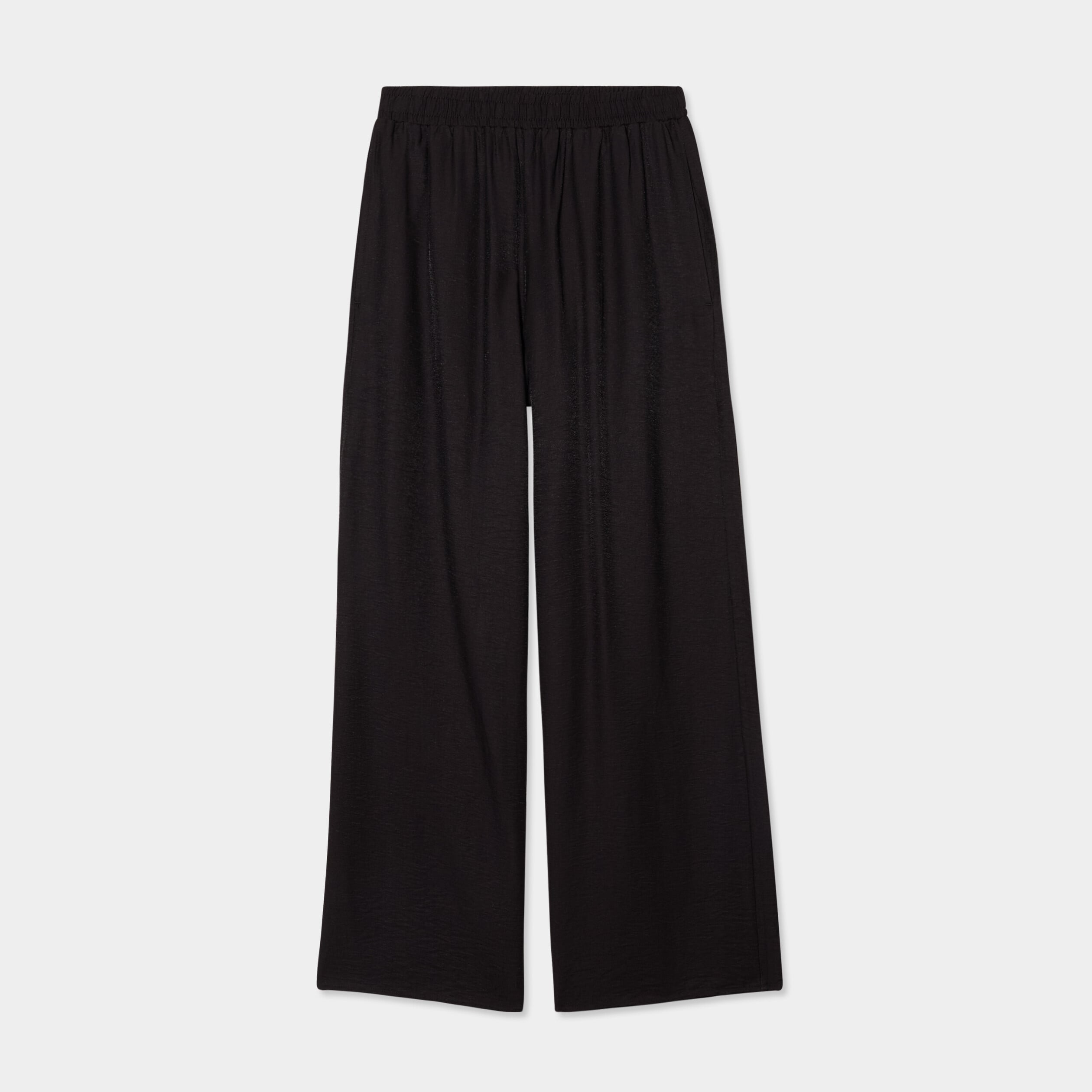 Pantalon large fluide taille &eacute;lastiqu&eacute;e noir femme