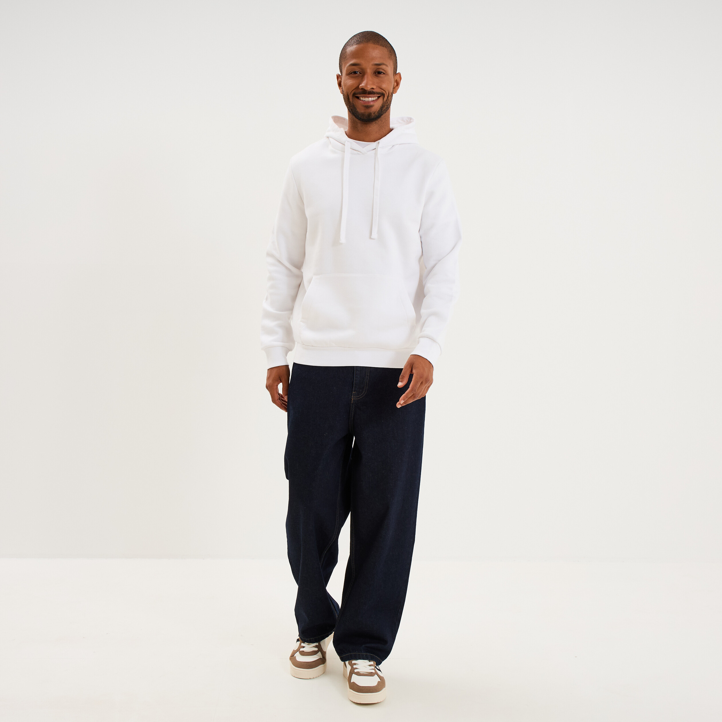 Sweat molleton &agrave; capuche hoodie blanc homme