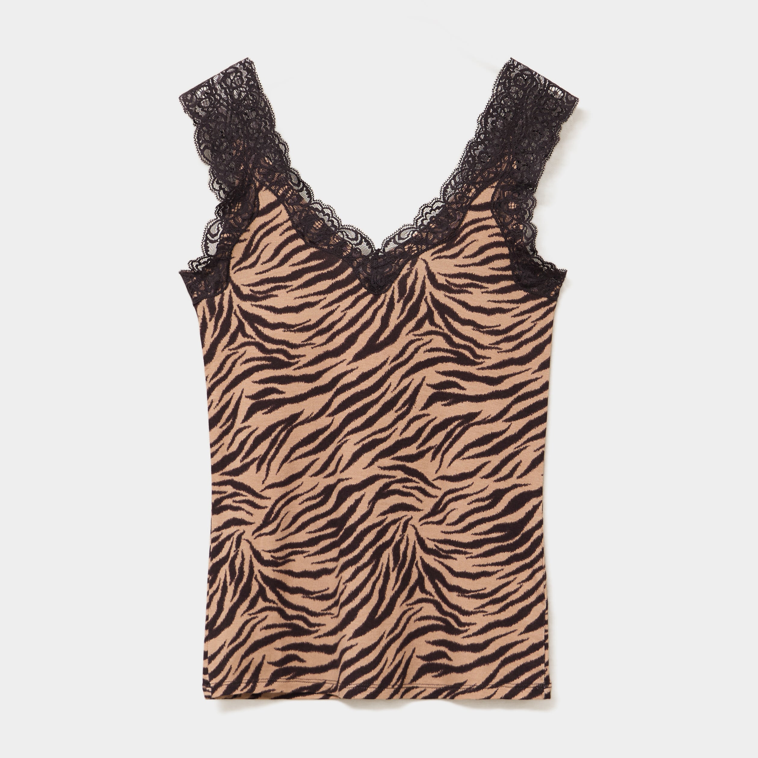 D&eacute;bardeur avec dentelle col en V beige moyen femme