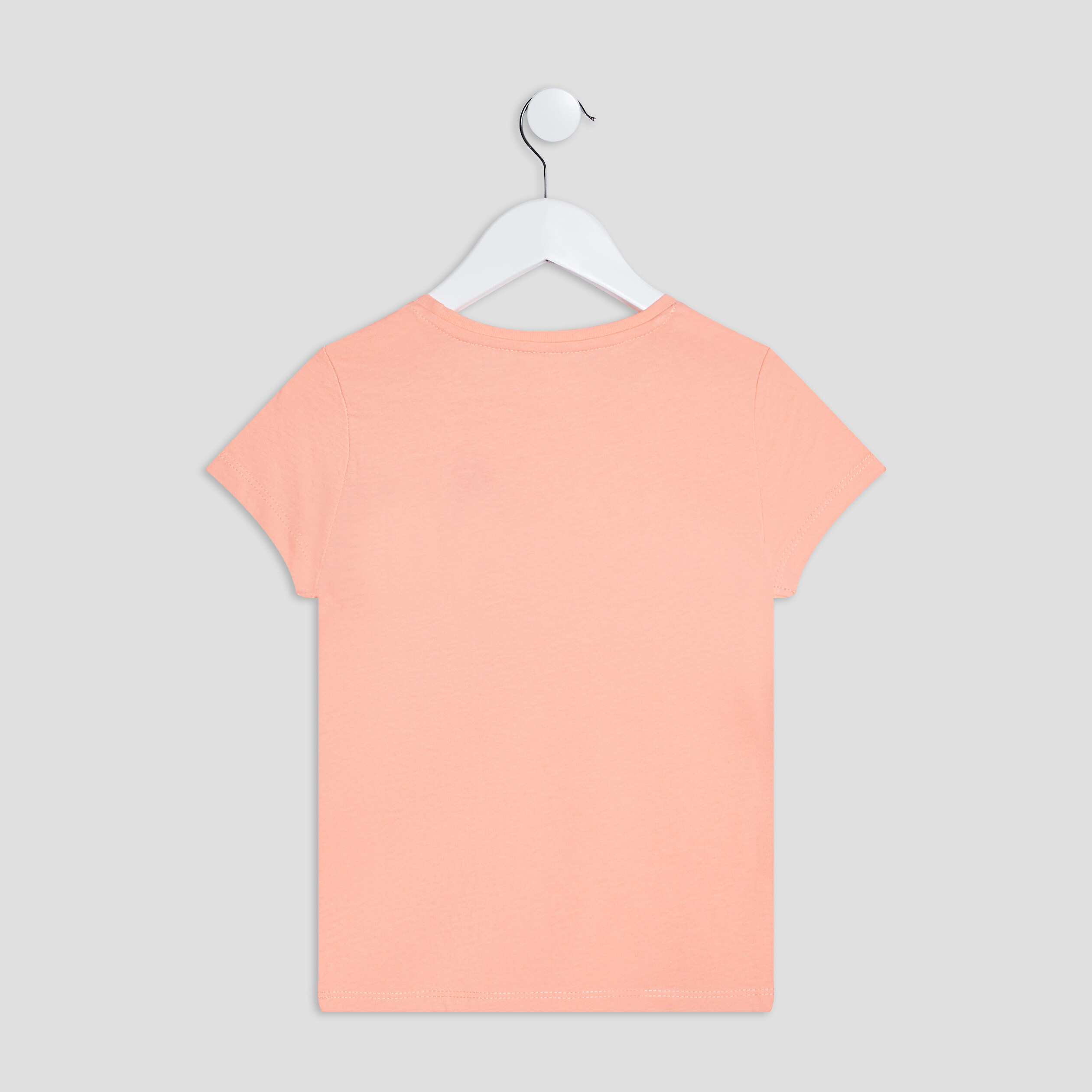 t shirt manches courtes en coton rose corail fille T-shirt manches courtes en coton rose corail fille