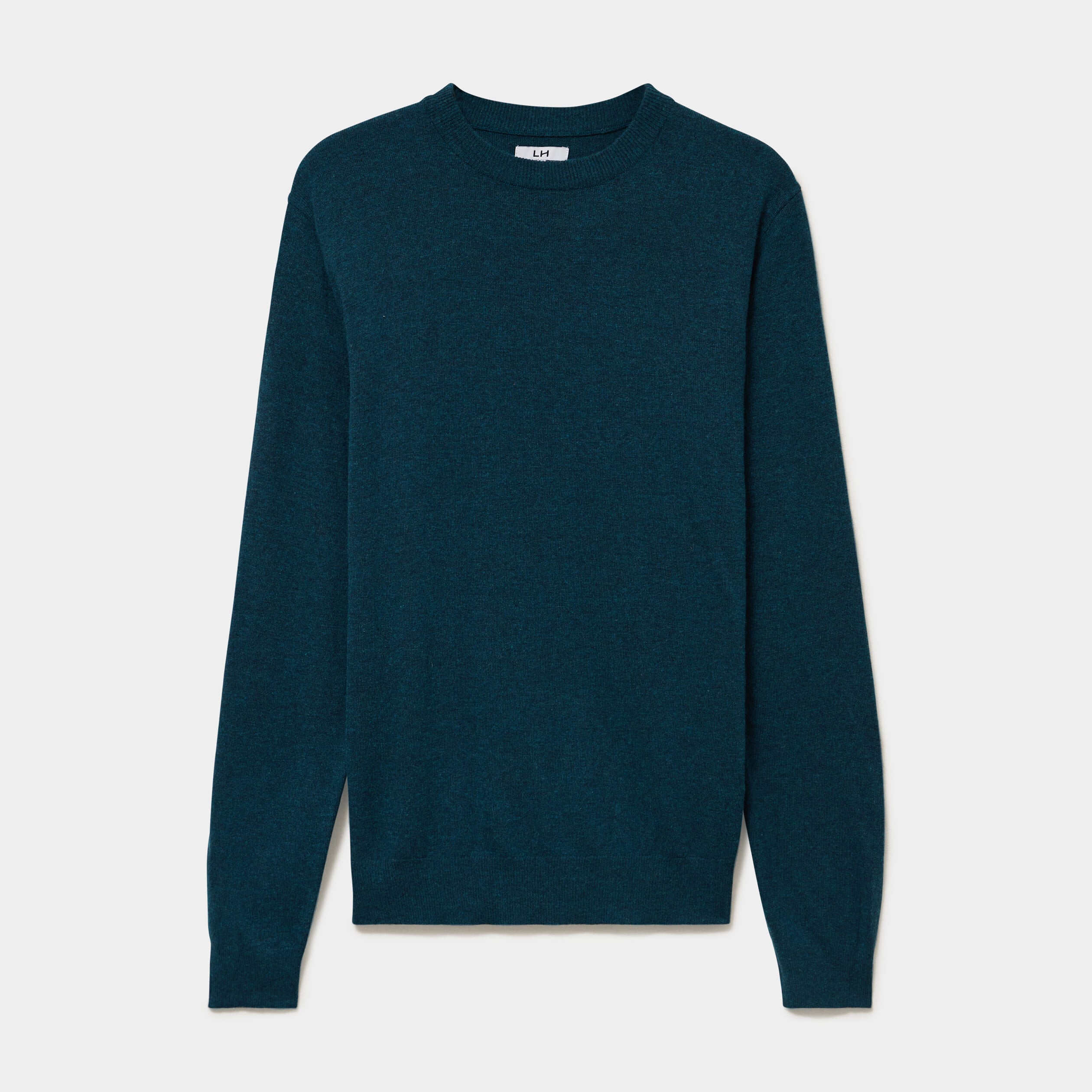 Pull col rond manches longues bleu canard homme