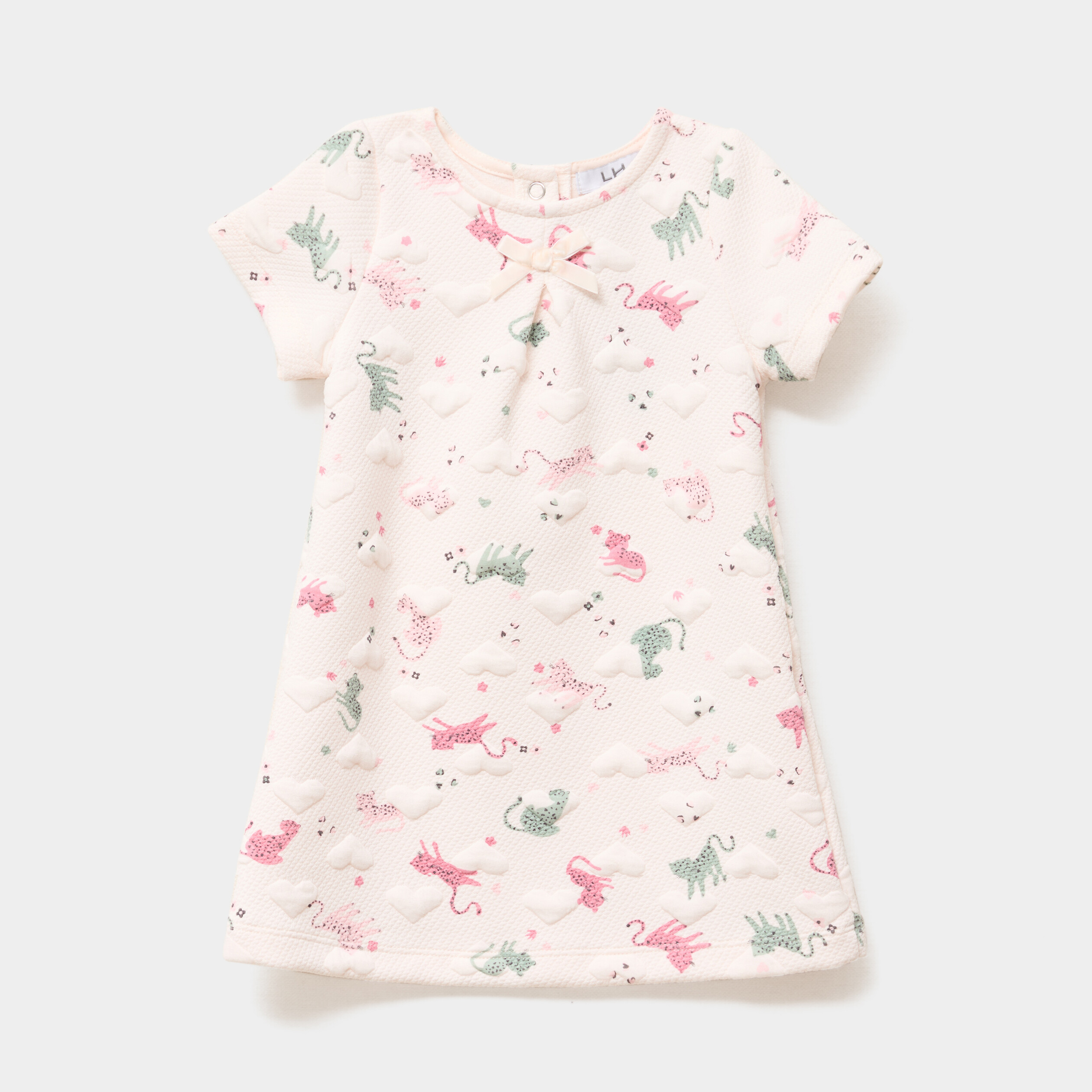 robe effet matelasse manches courtes creme bebef Robe effet matelassé manches courtes creme bébé fille