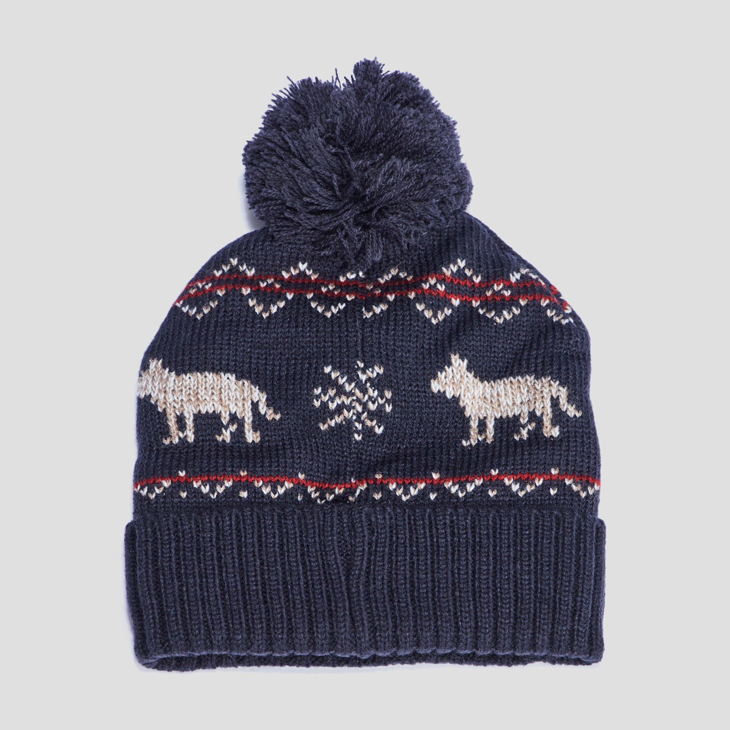 Bonnet à pompon bleu foncé garçon