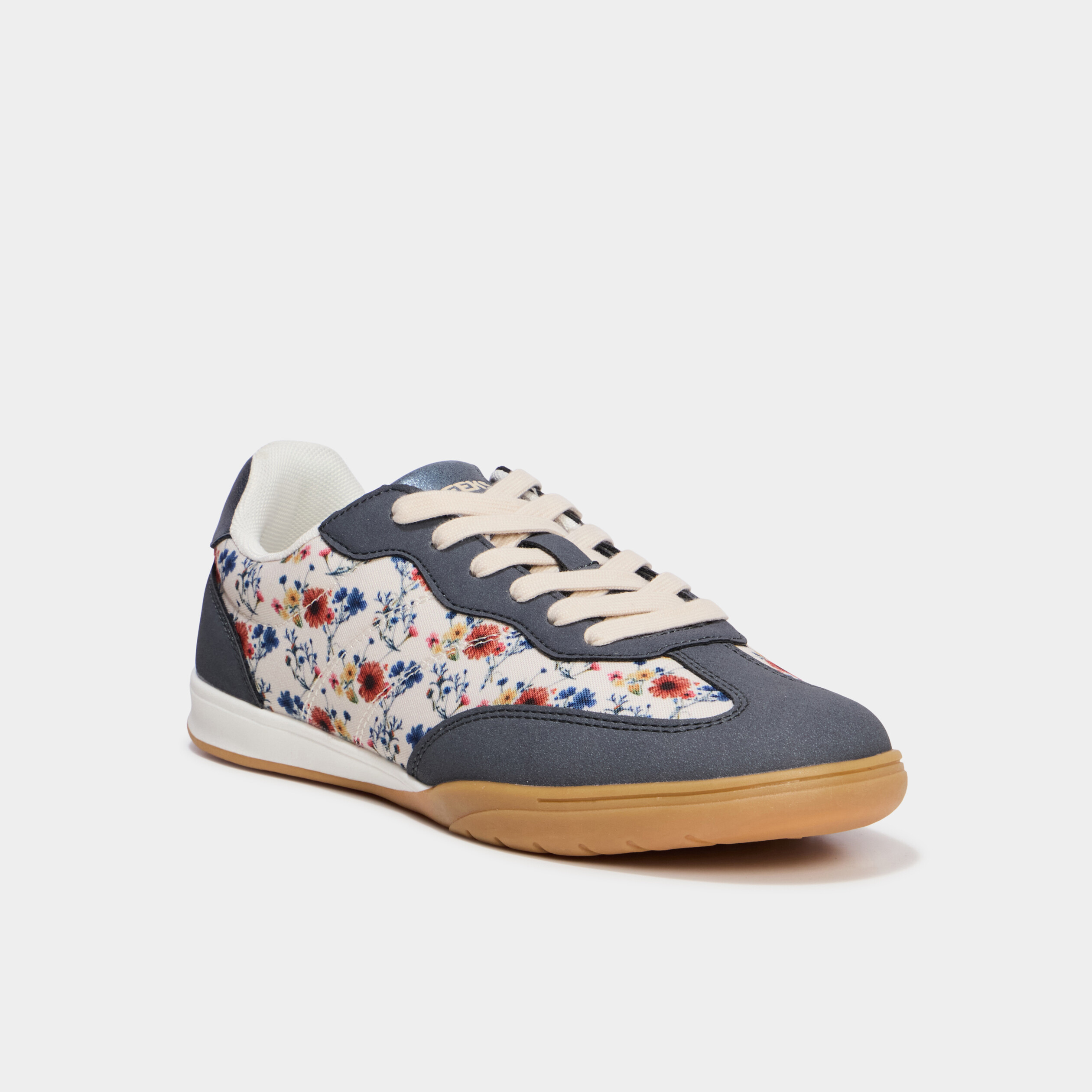 Baskets basses &agrave; lacets bleu marine femme