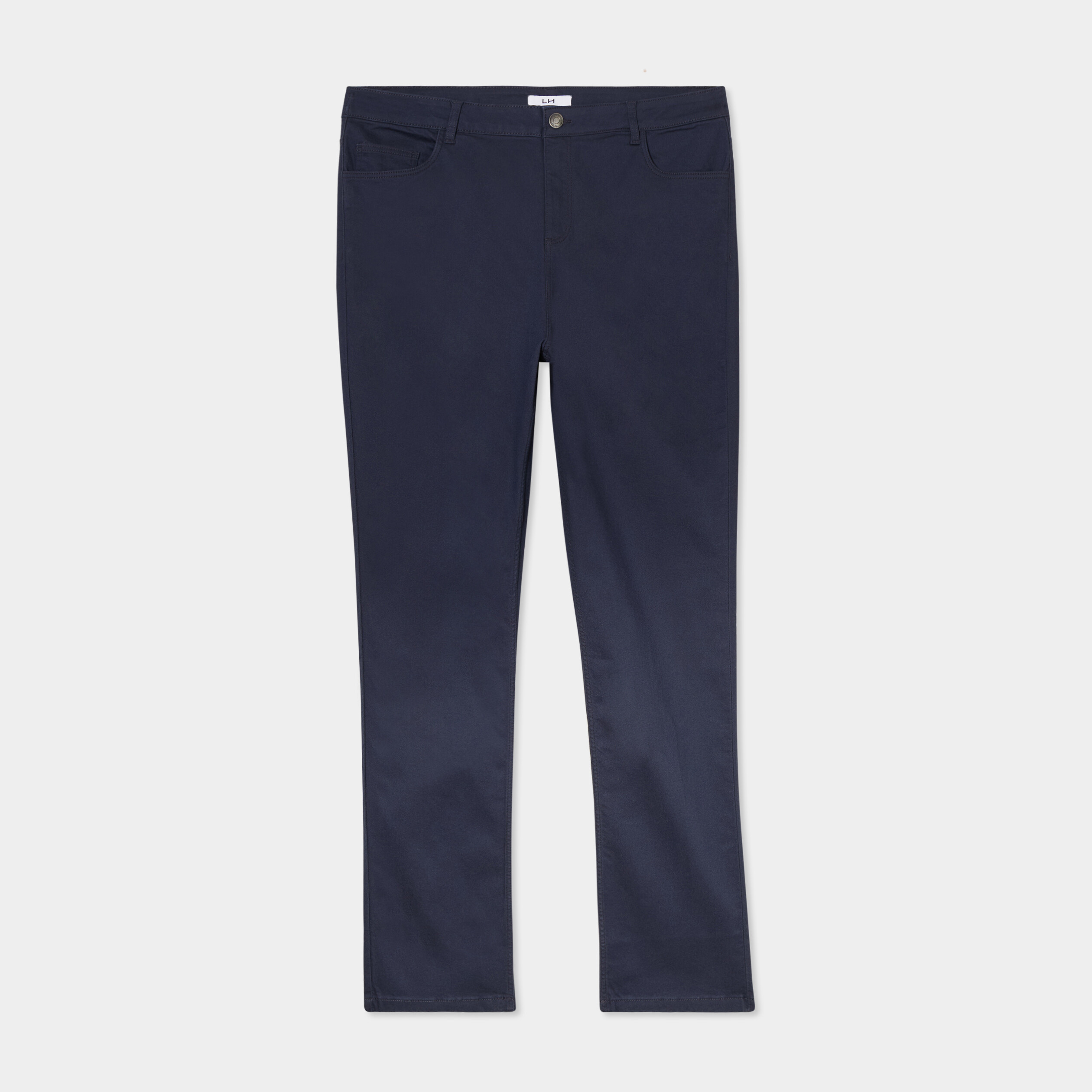 Pantalon droit taille haute extensible bleu marine femme grande taille