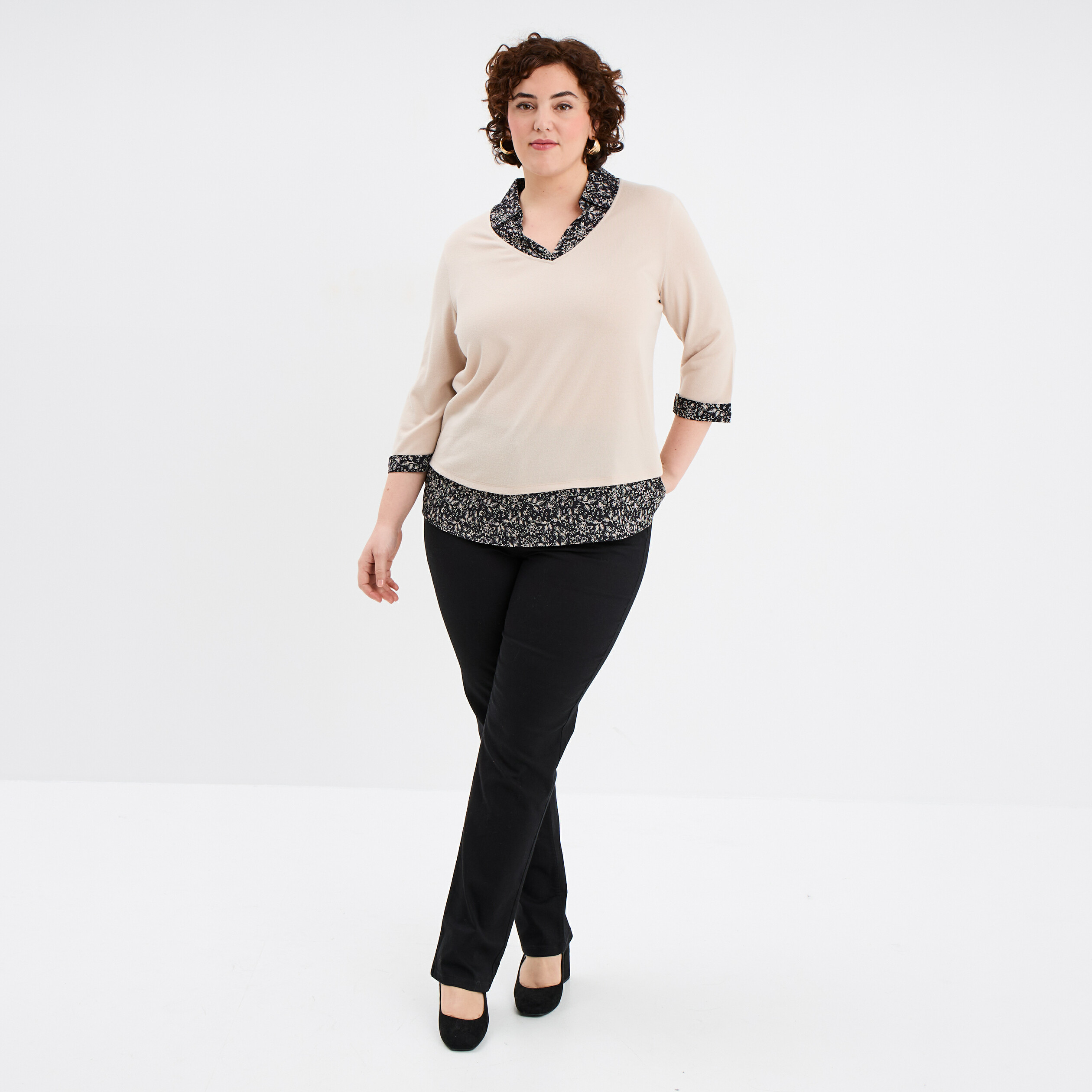 Tunique Noire Gérard Darel Manches 3/4 Taille 42 - Occasion Très Bon état, En Coton