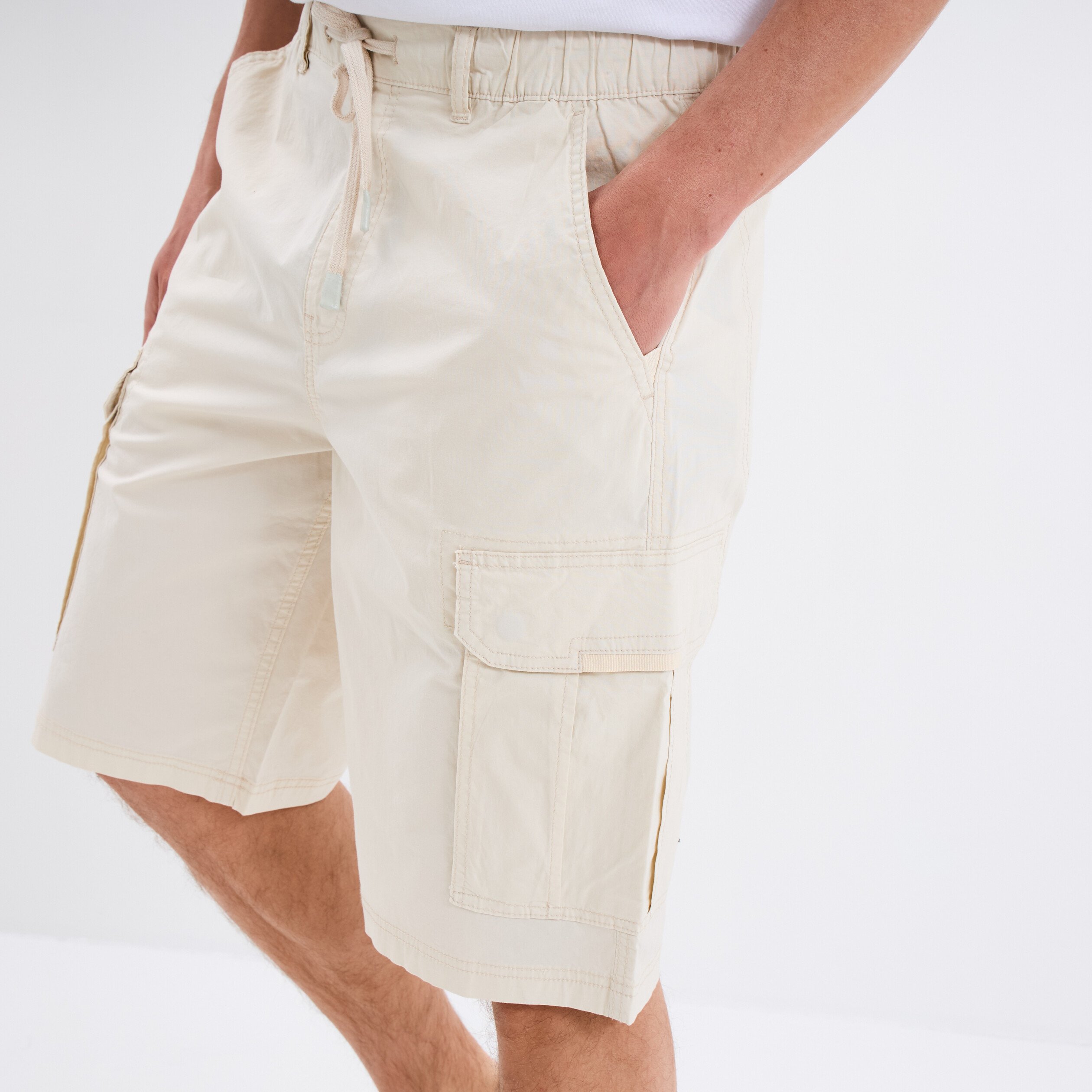 bermuda cargo droit coton majoritaire beige homme Bermuda cargo droit coton majoritaire beige homme