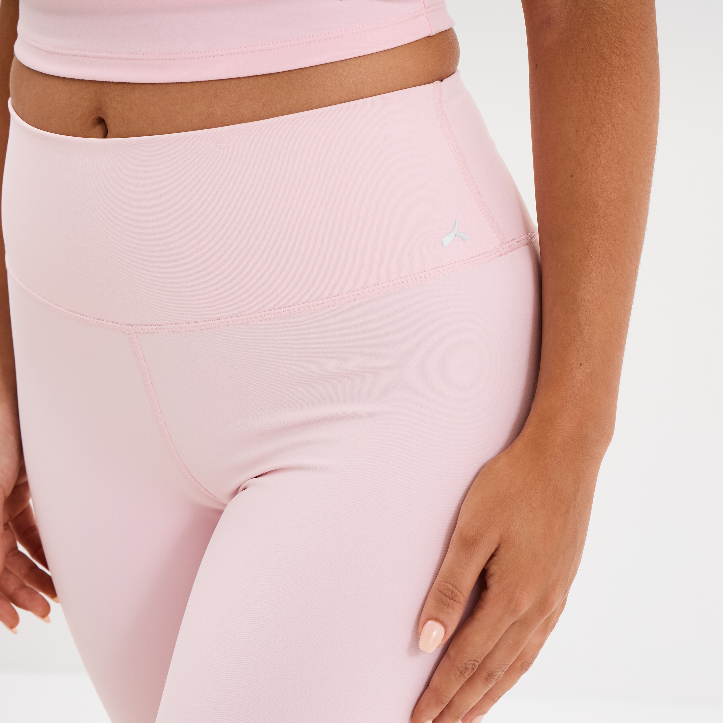 Short cycliste de sport taille haute rose clair femme
