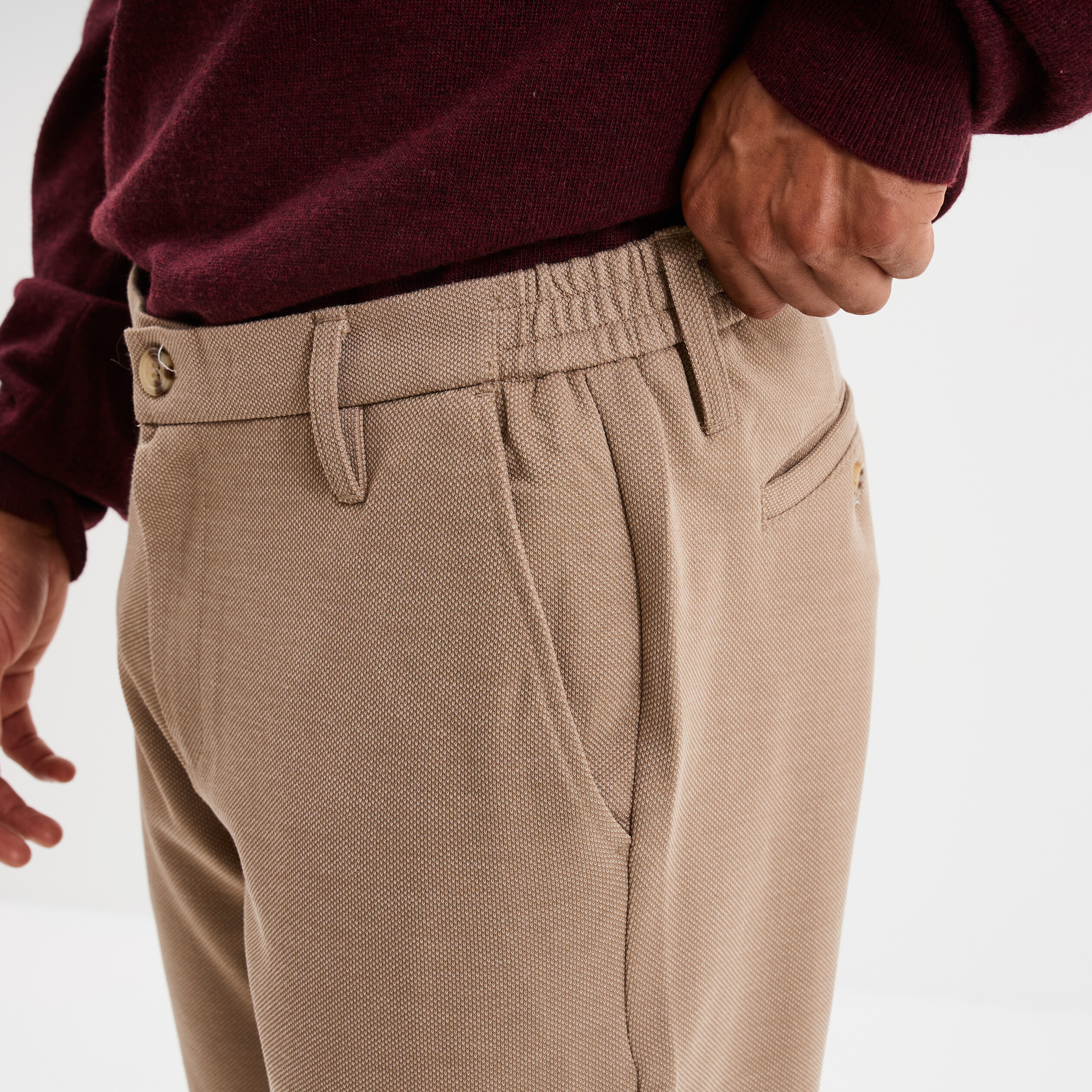 Pantalon chino slim taupe homme