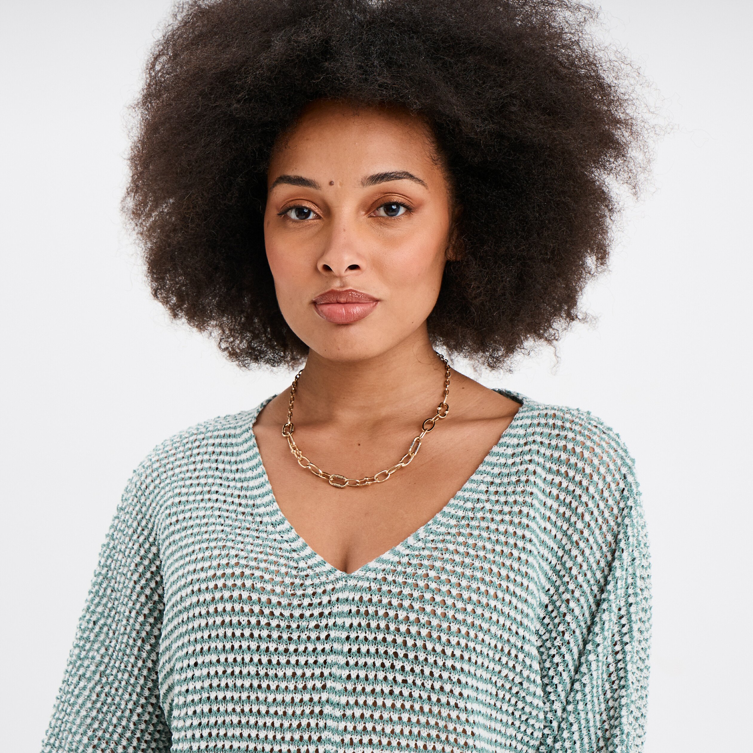 pull ajoure effet crochet manches 34 bleu gris femme Pull ajouré effet crochet manches 3/4 bleu gris femme