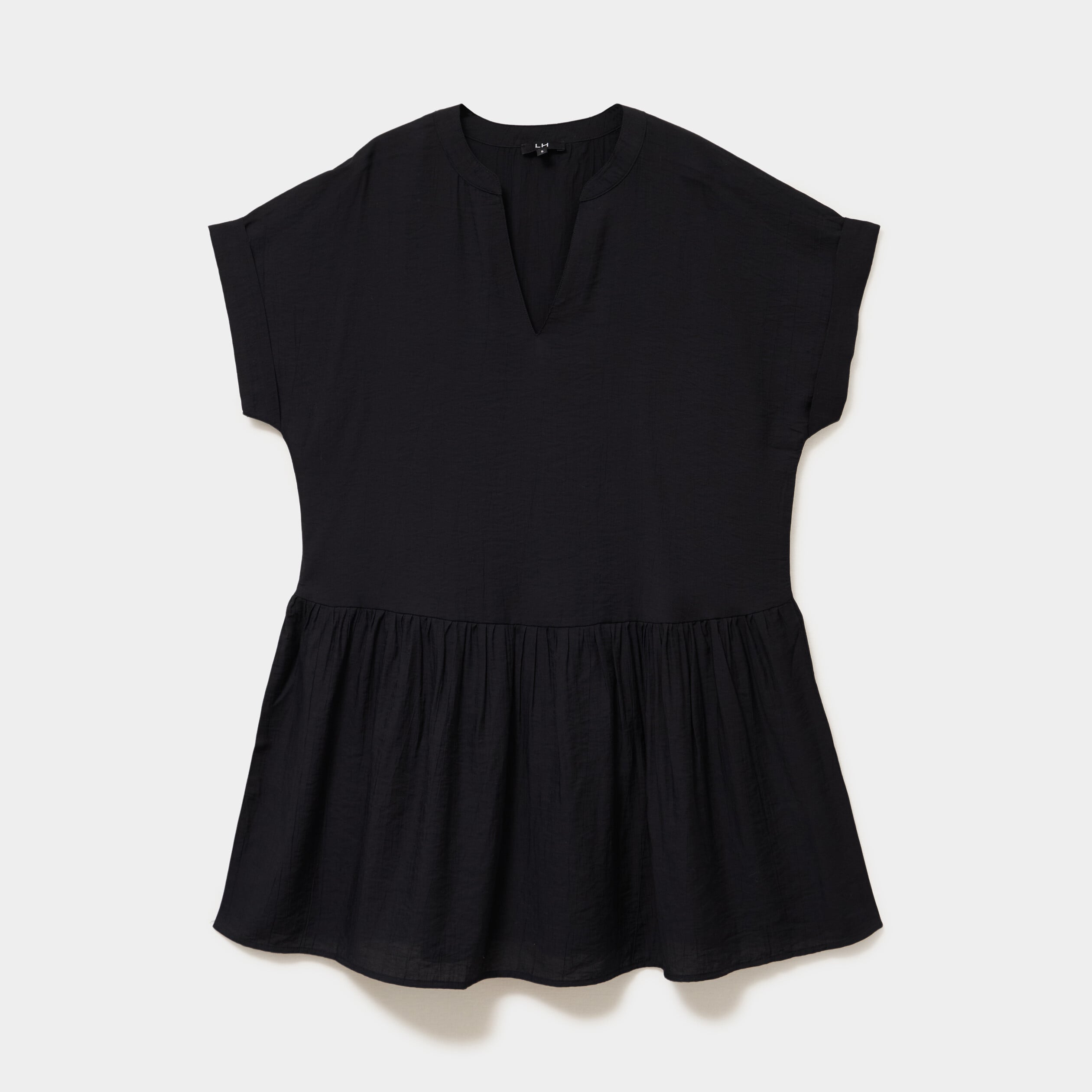 Robe courte fluide bas volants noir femme
