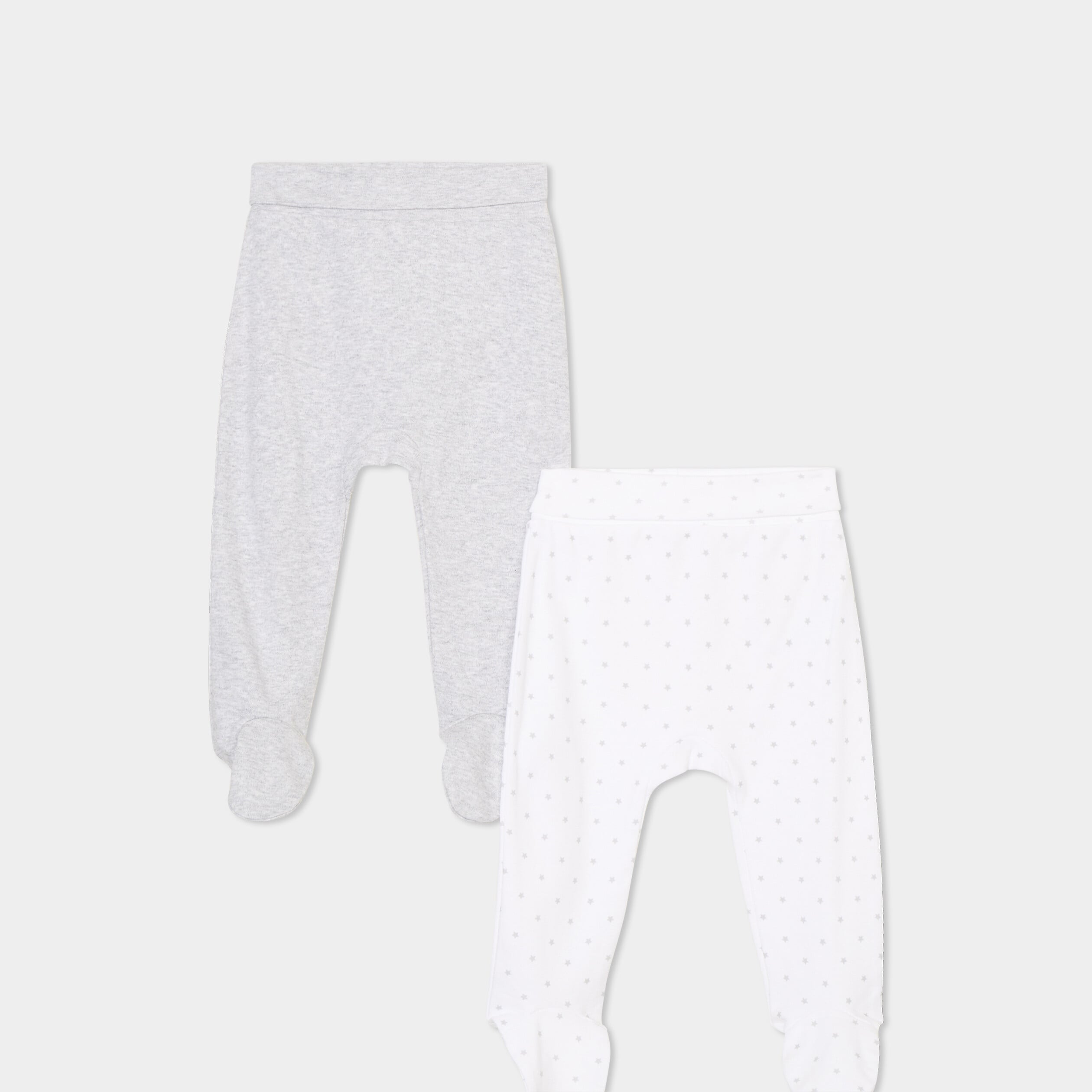 Lot 2 pantalons naissance coton blanc b&eacute;b&eacute;