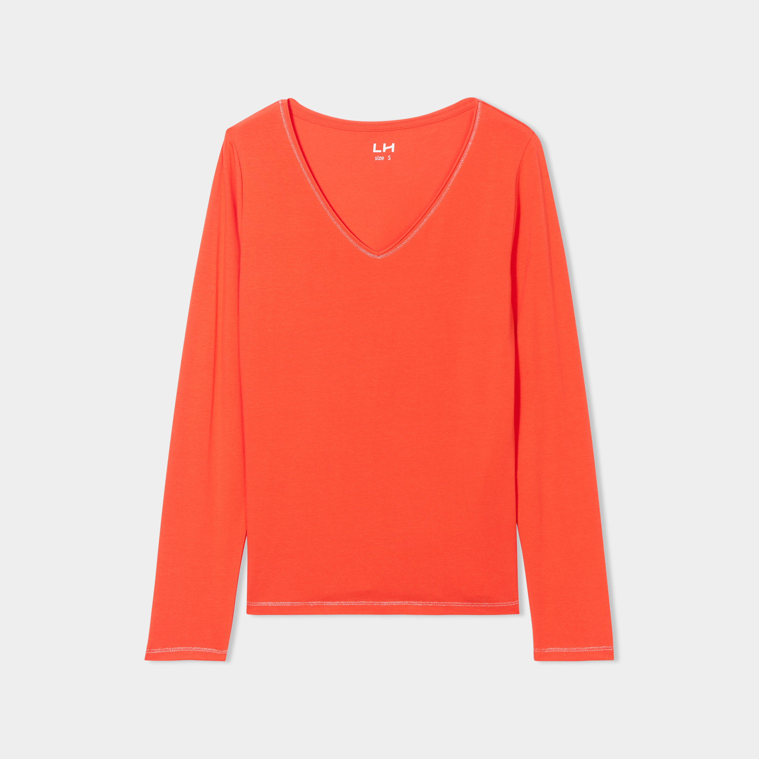 T shirt manches longues orange femme