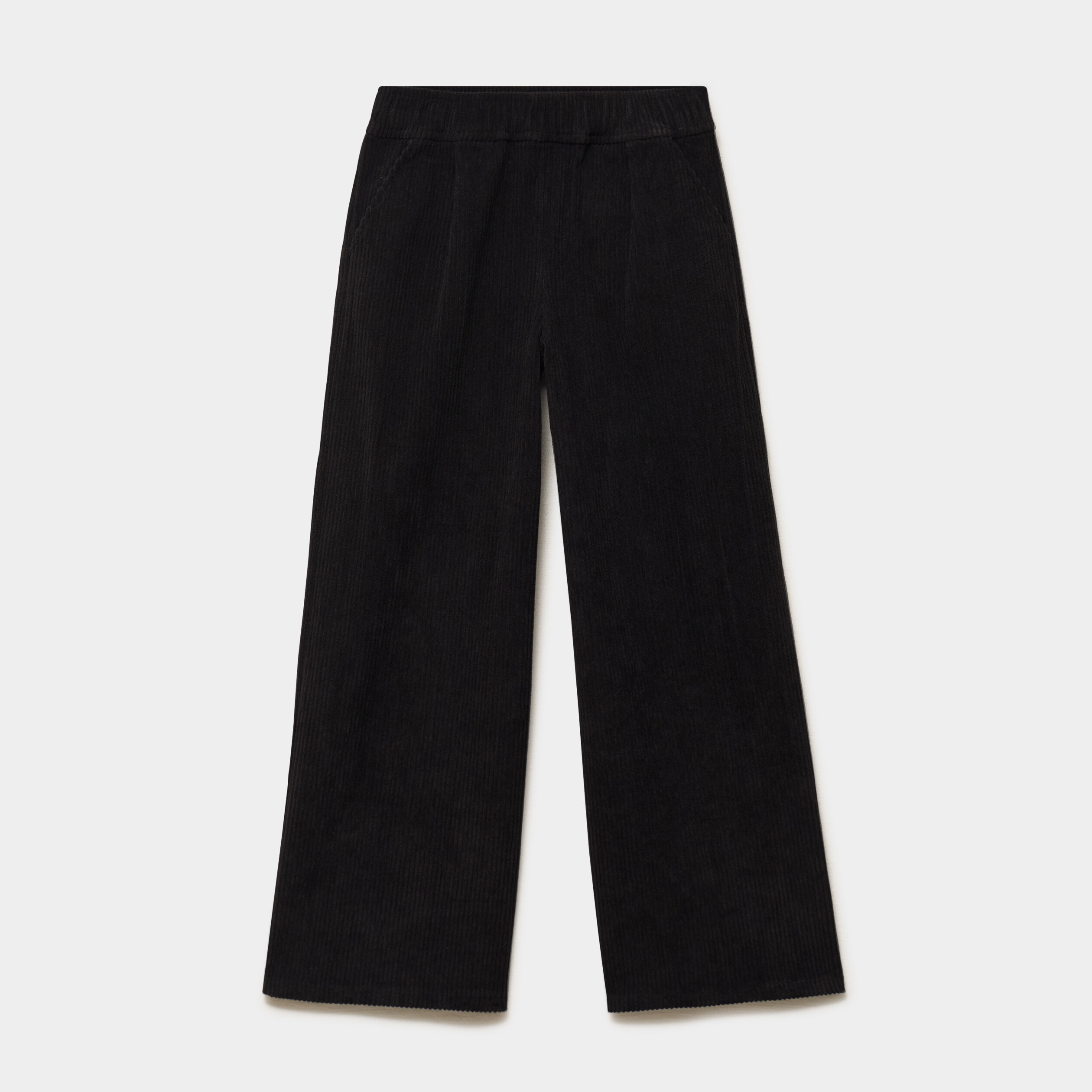 Pantalon velours c&ocirc;tel&eacute; large noir fille