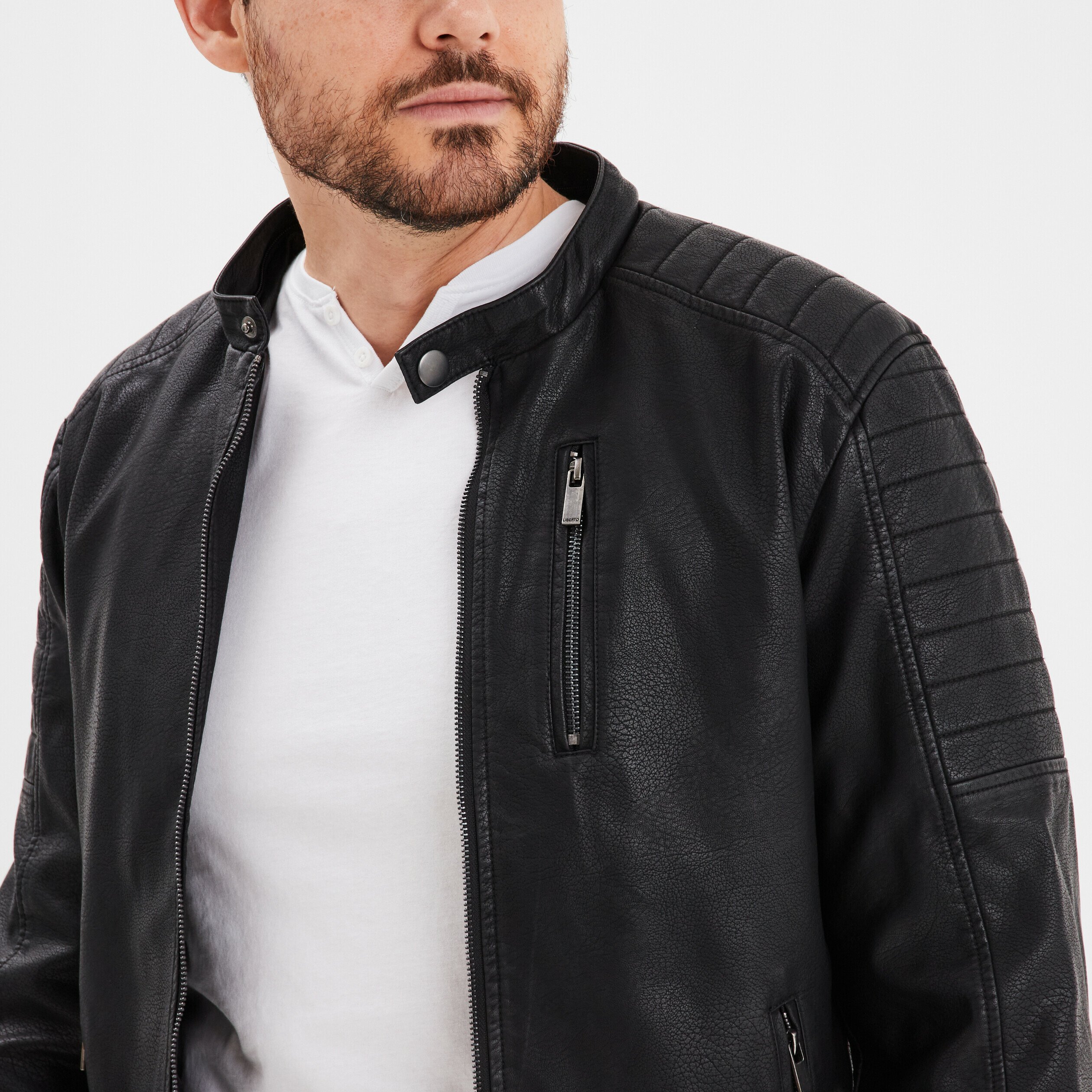 Veste biker a capuche amovible noir homme