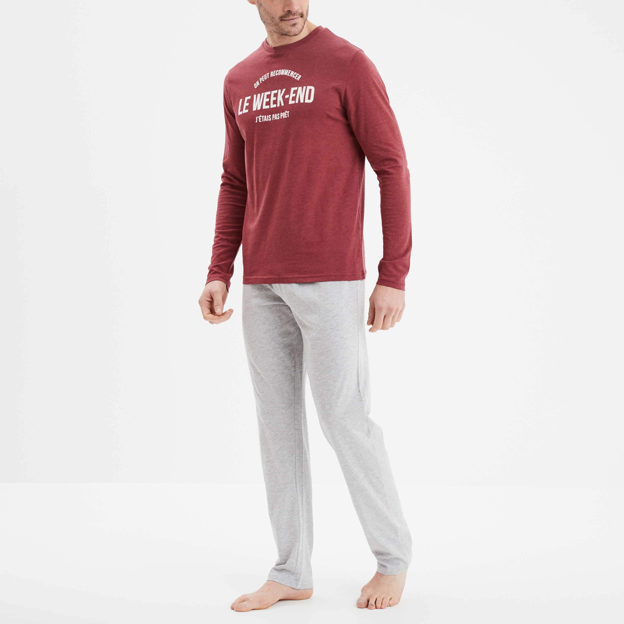 ensemble pyjama pantalon 2 pieces bordeaux homme Ensemble pyjama pantalon 2 pièces bordeaux homme