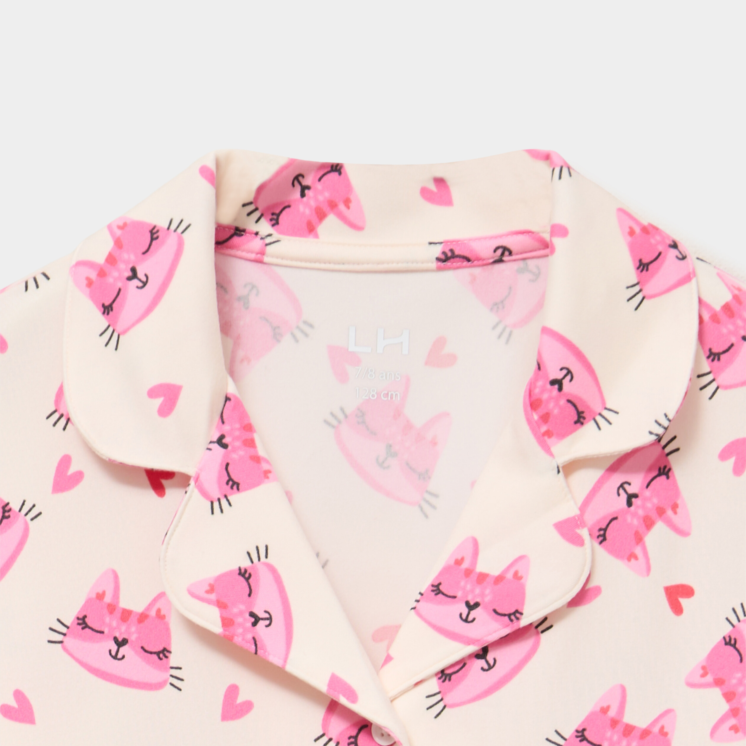 Ensemble pyjama chemise et pantalon ecru fille