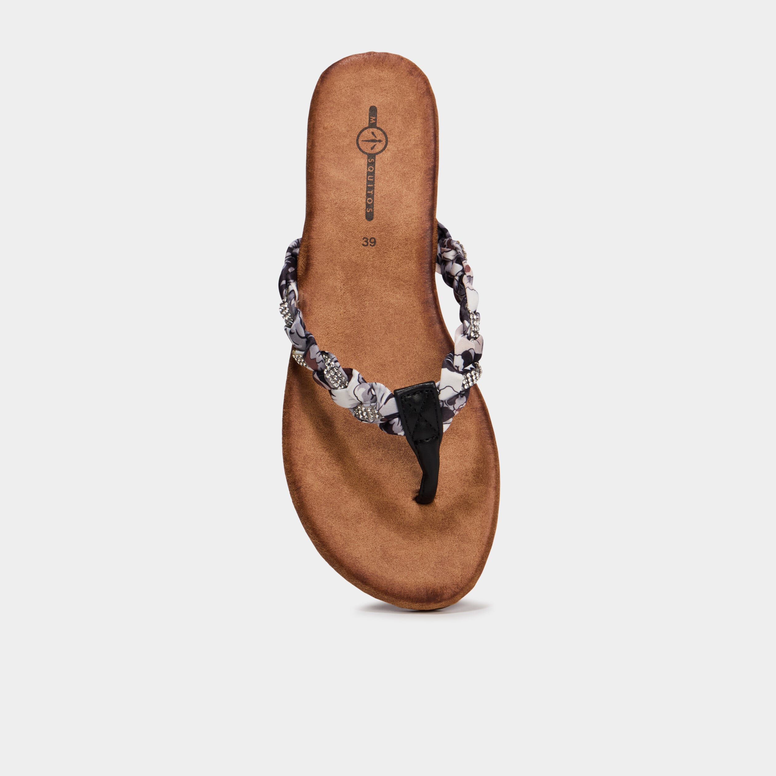 Mules plates d&eacute;tails foulard noir femme