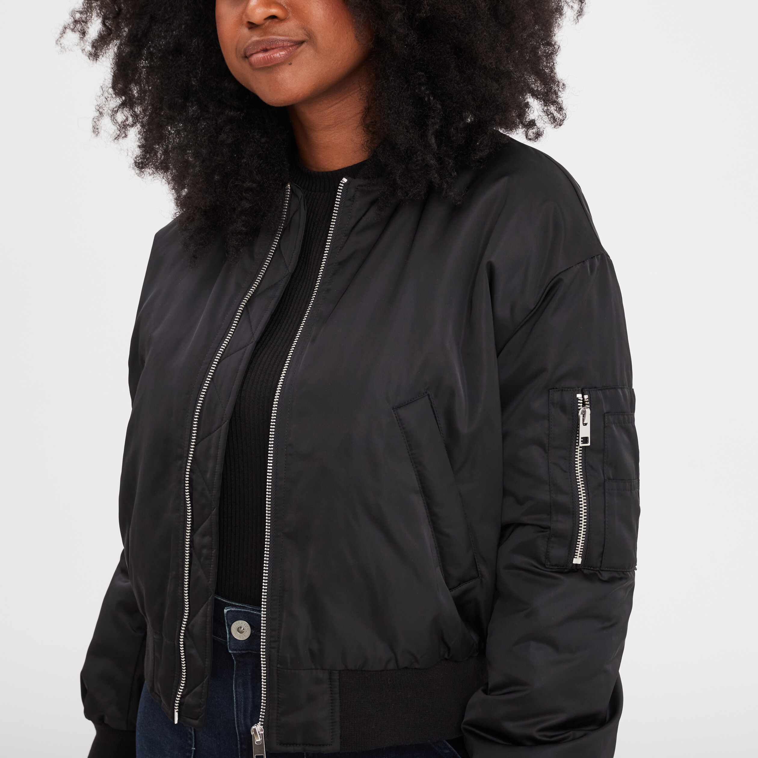 veste bomber impermeable zippee noir femme Veste bomber imperméable zippée noir femme