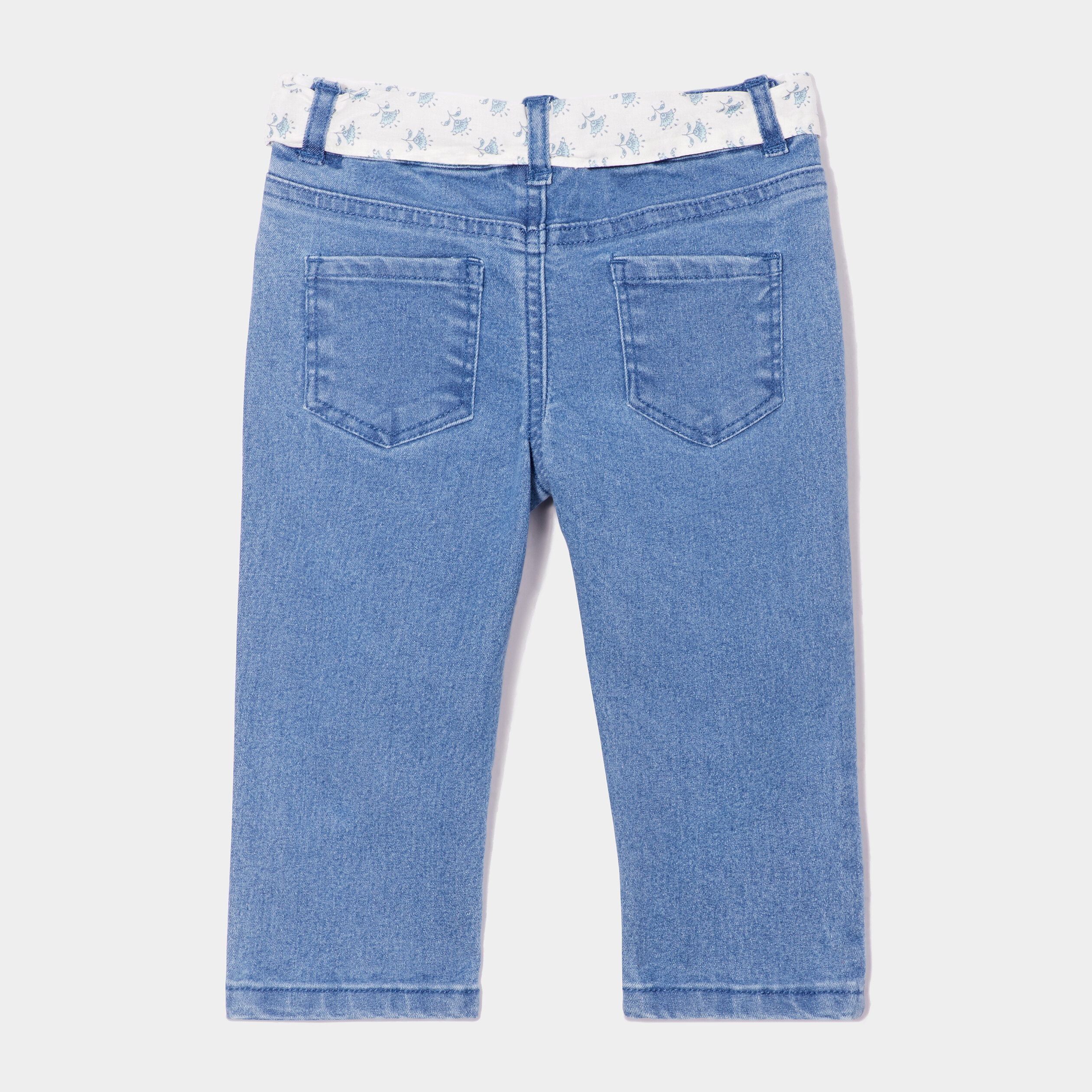 jeans regular ceinture foulard denim stone bebef Jeans regular ceinture foulard denim stone bébé fille