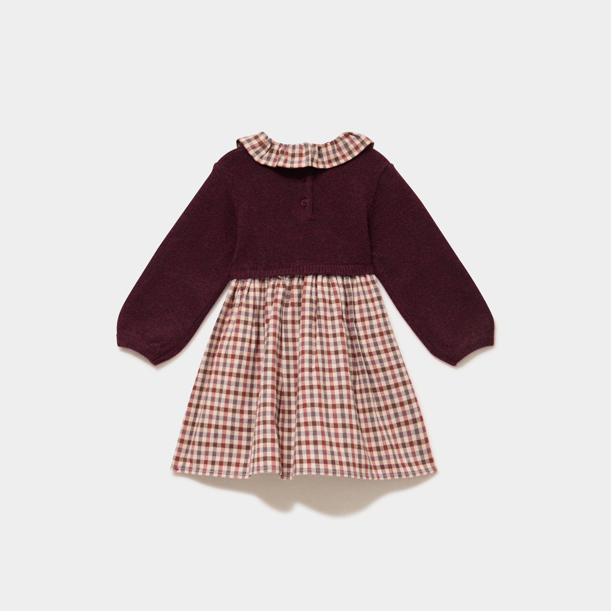 Robe effet 2-en-1 col claudine violet fonc&eacute; b&eacute;b&eacute; fille