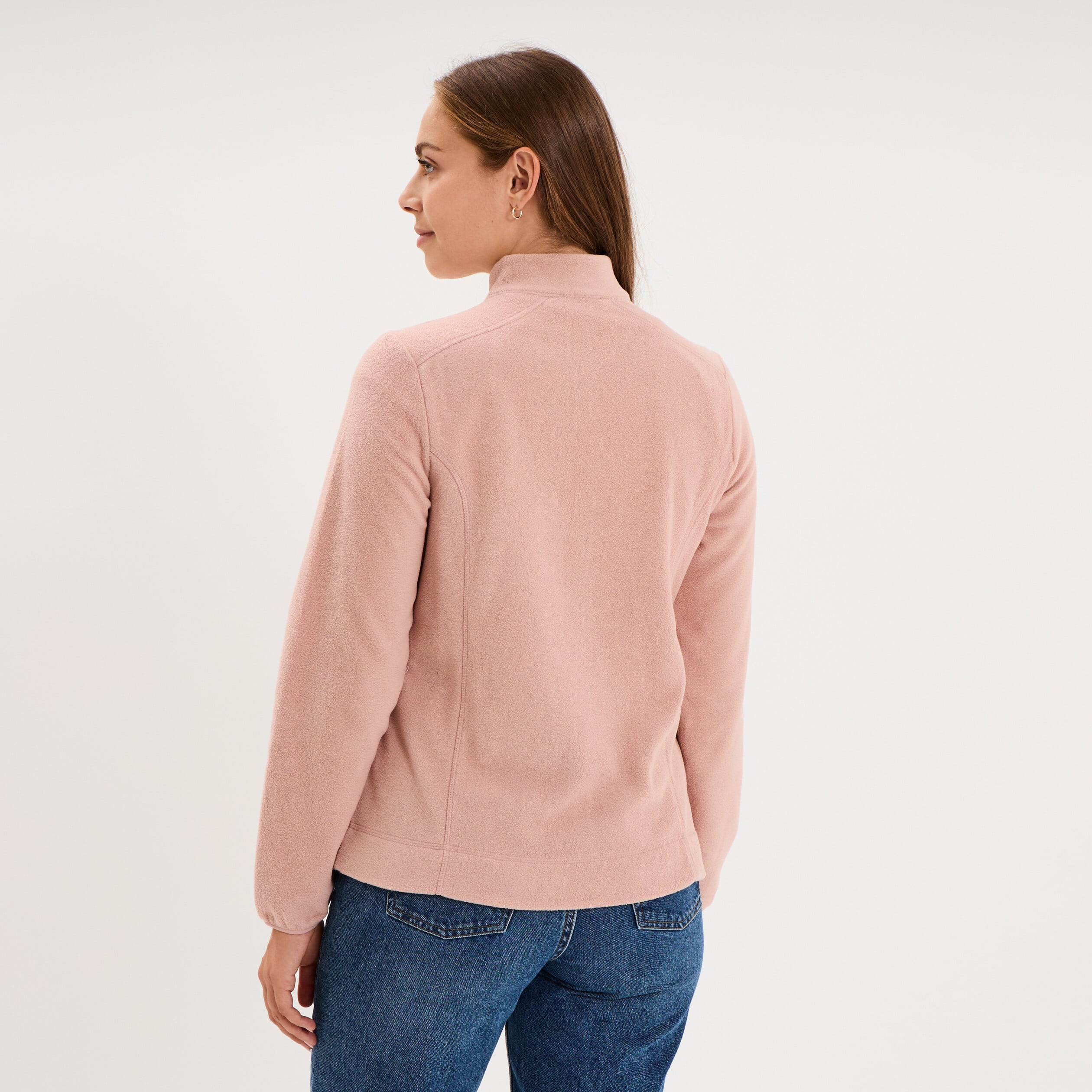 Veste polaire zipp&eacute; manches longues rose poudr&eacute;e femme