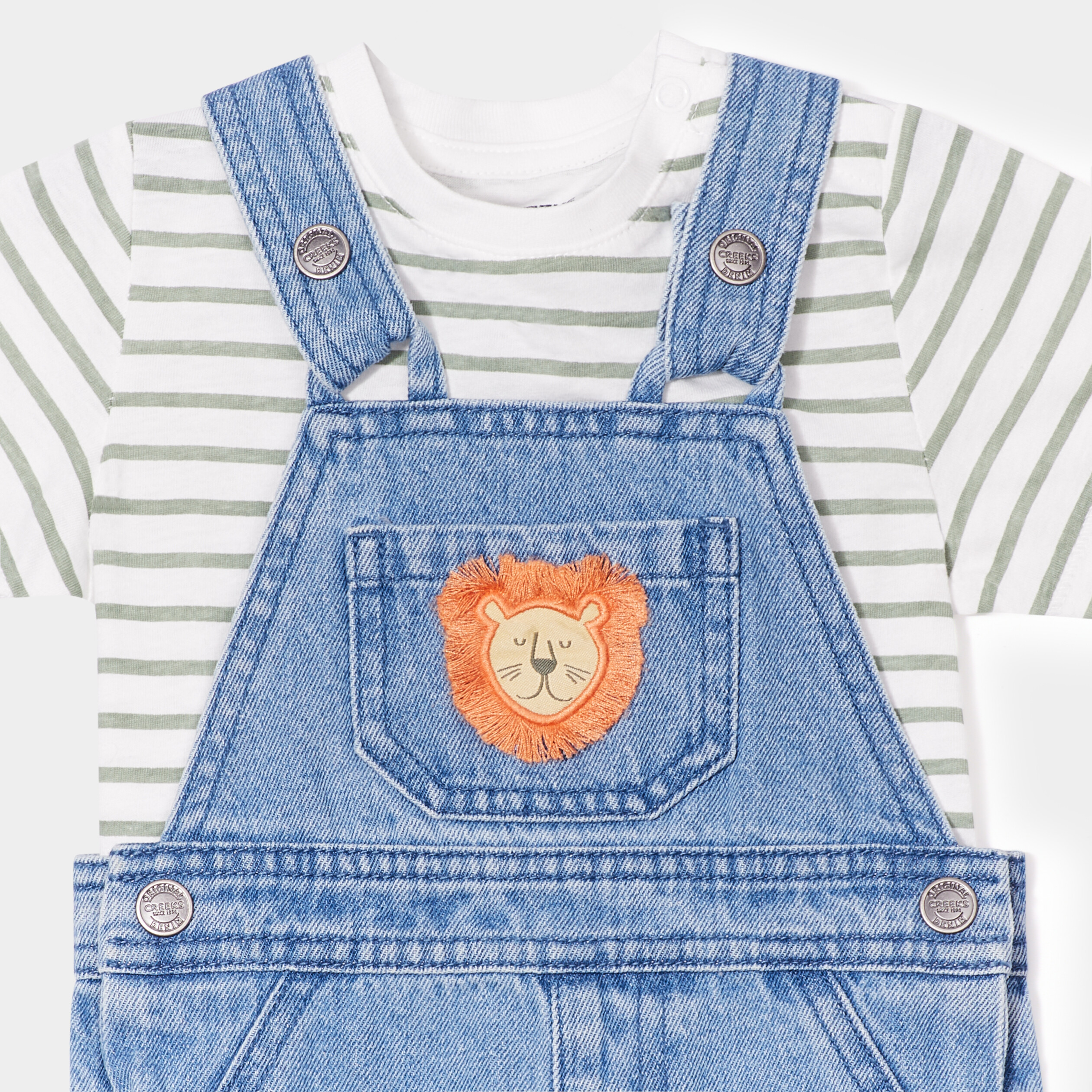 ensemble 3 pieces coton salopette jean ecru bebeg Ensemble 3 pièces coton salopette jean ecru bébé garçon