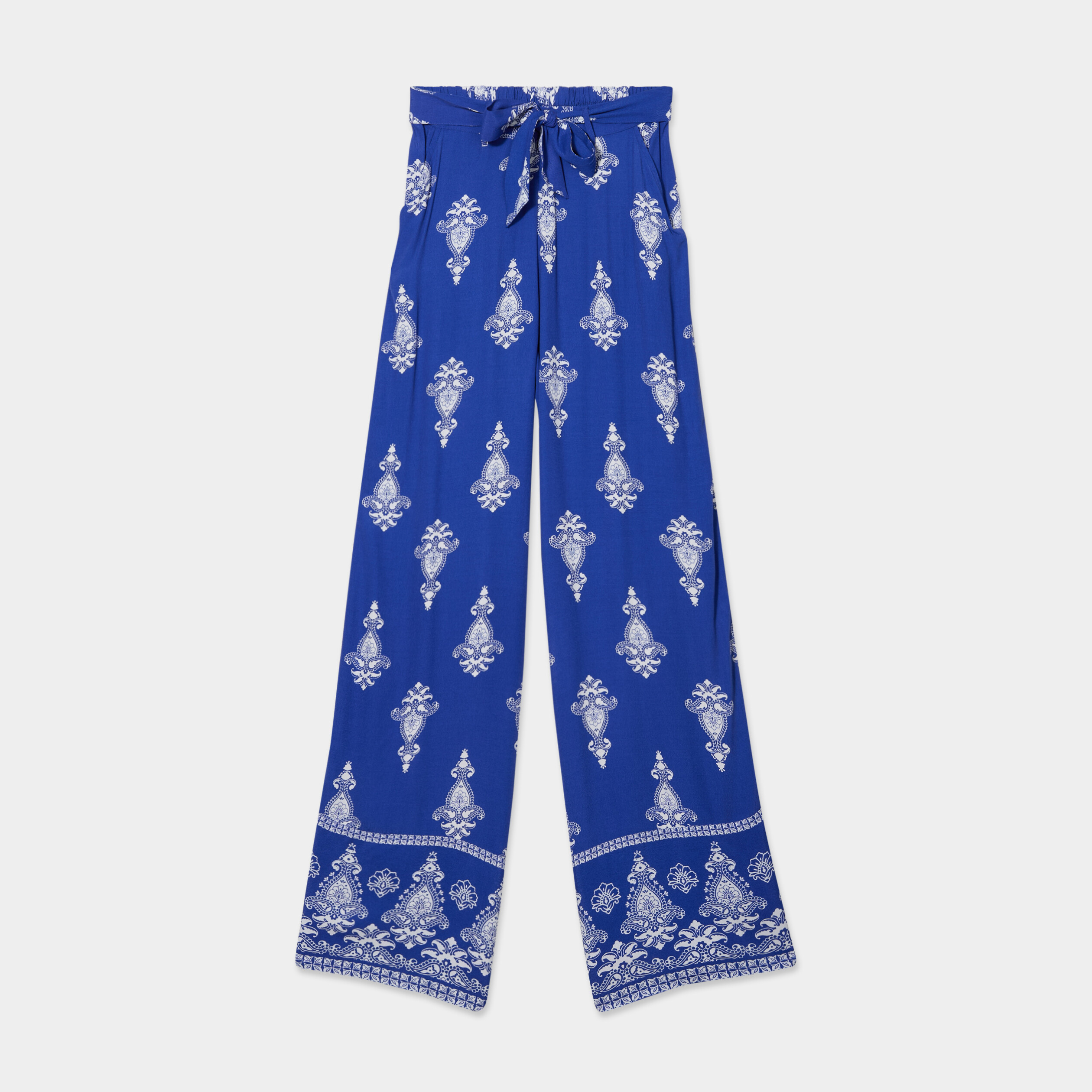 pantalon large fluide bleu electrique femme Pantalon large fluide bleu electrique femme