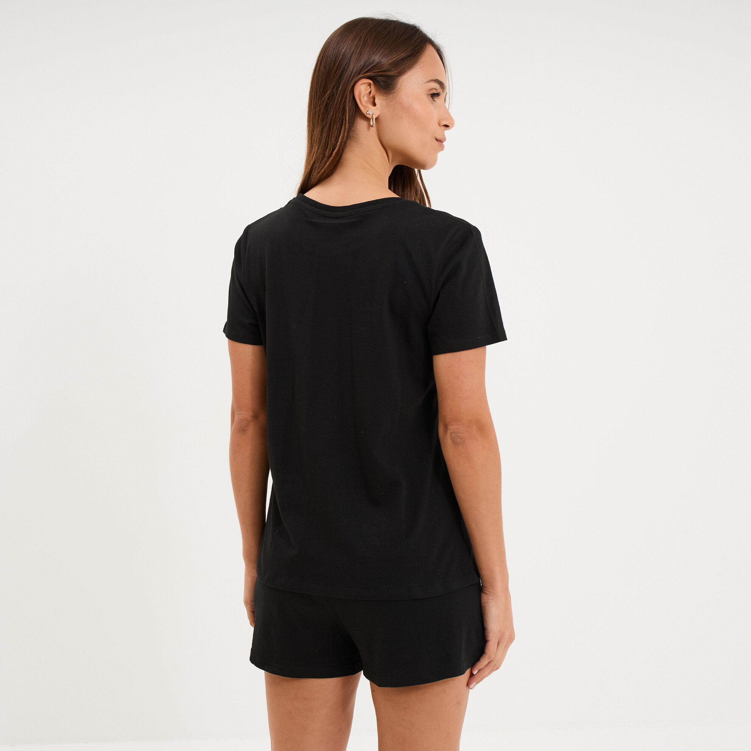 Ensemble pyjama short t-shirt coton noir femme