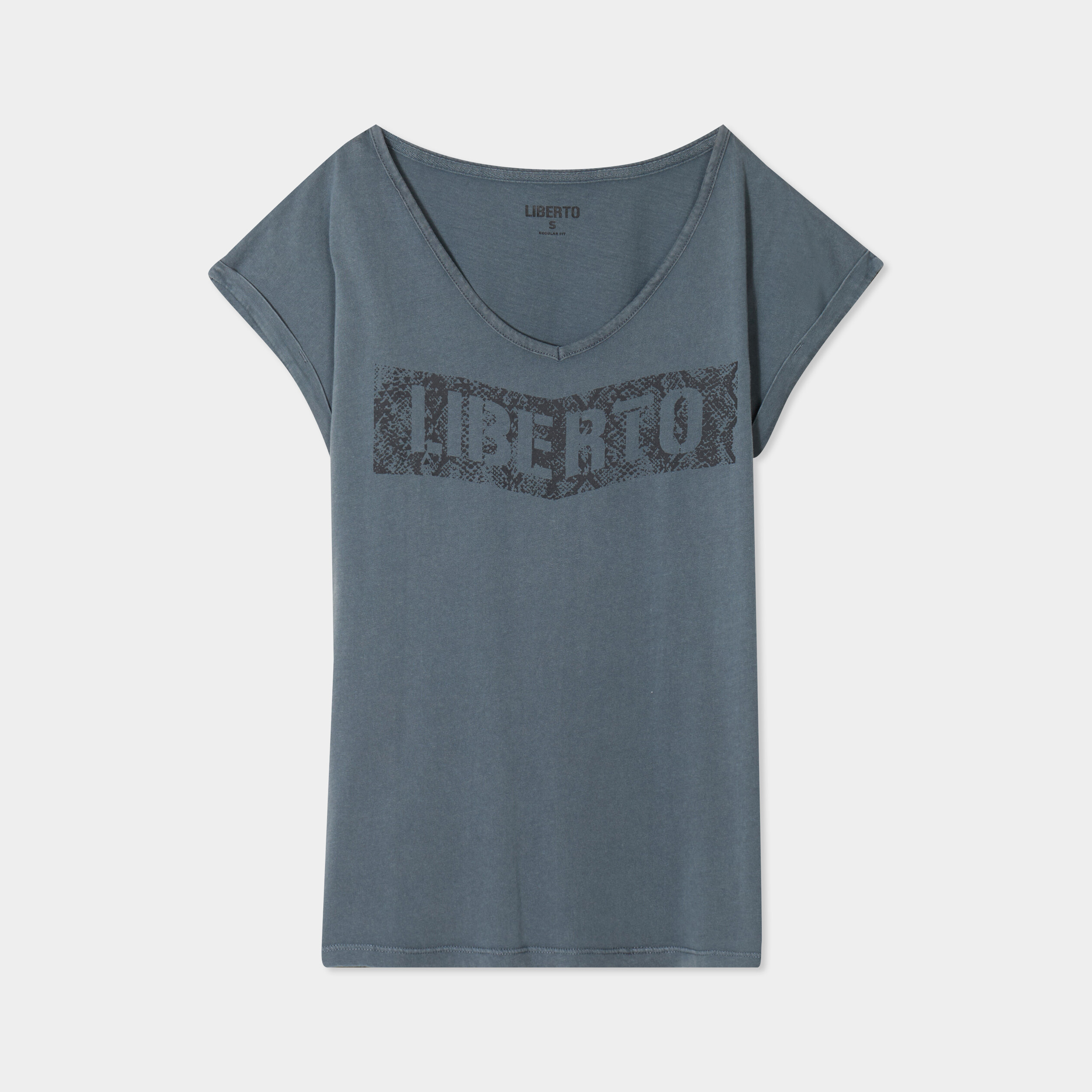 T-shirt d&eacute;lav&eacute; en coton gris femme