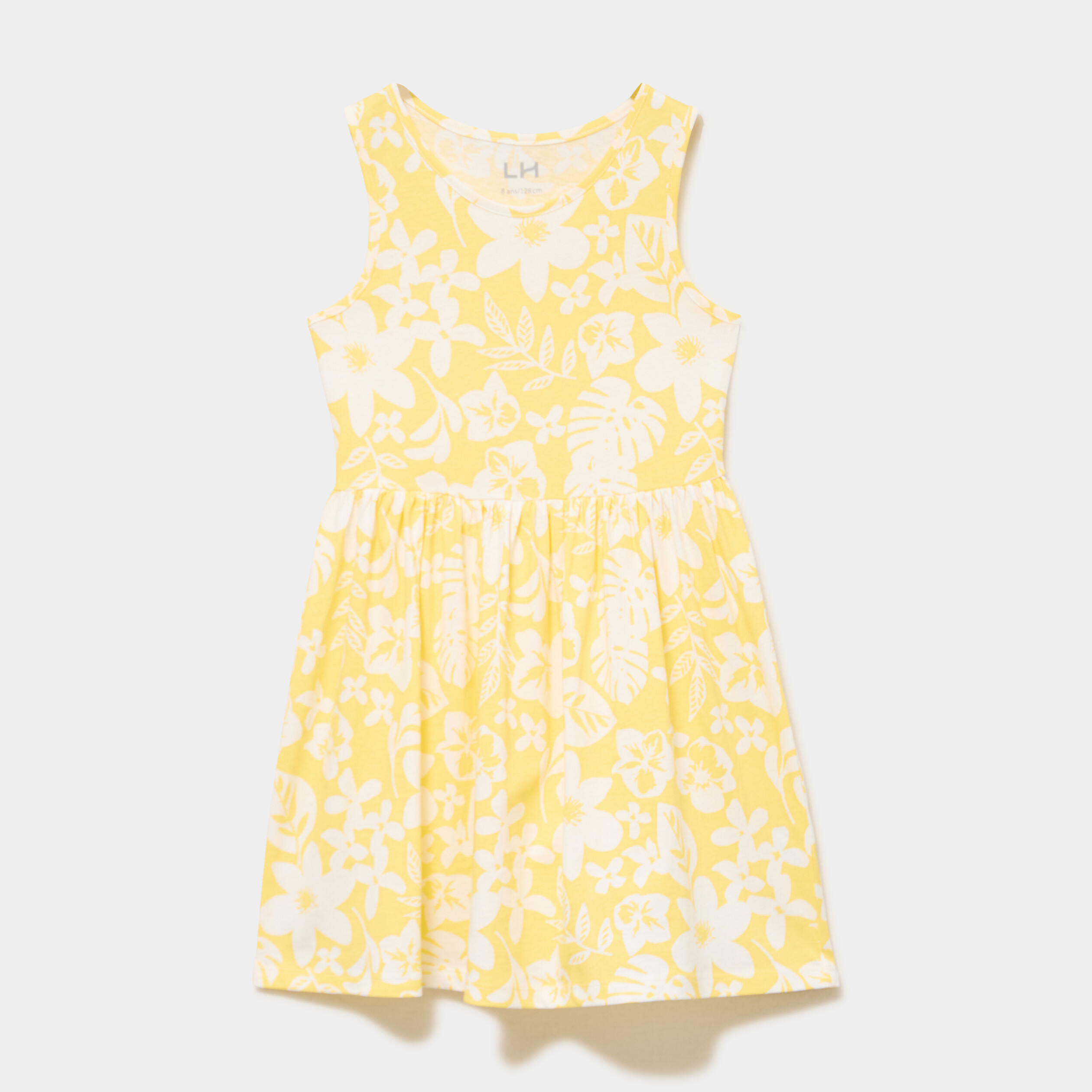 Robe patineuse sans manches coton jaune fille