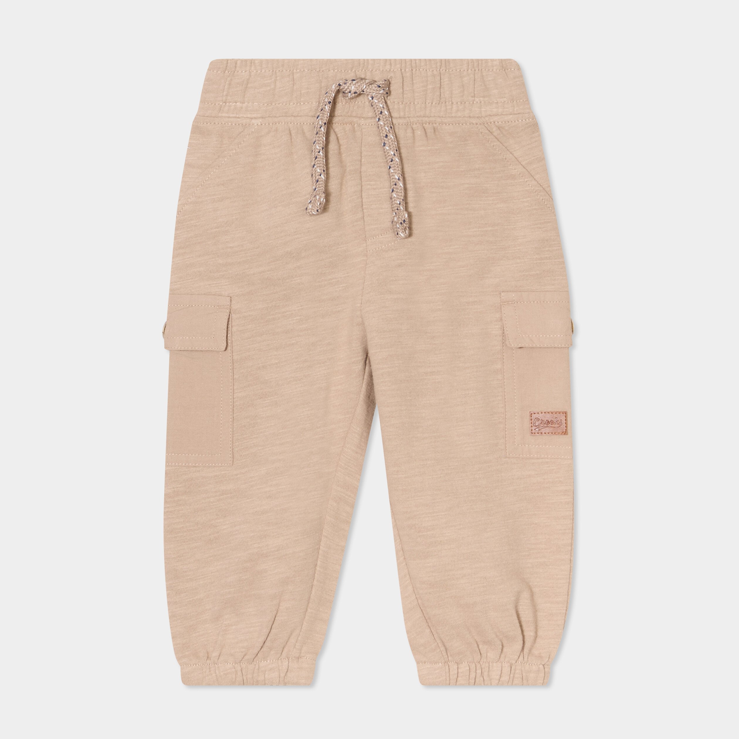 pantalon battle taille elastiquee coton sable bebeg Pantalon battle taille élastiquée coton sable bébé garçon