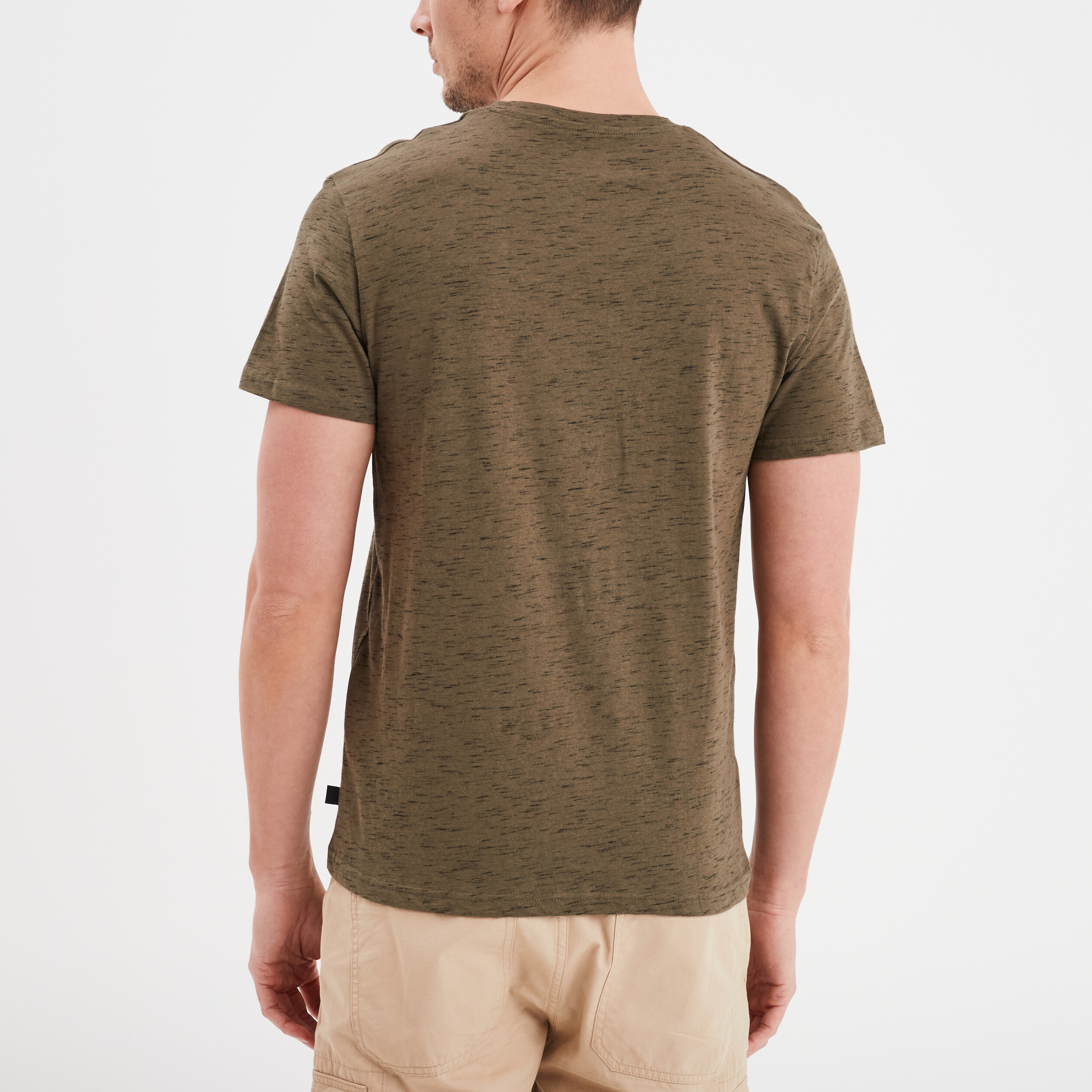 t shirt droit col en v liberto vert kaki homme T-shirt droit col en V Liberto vert kaki homme