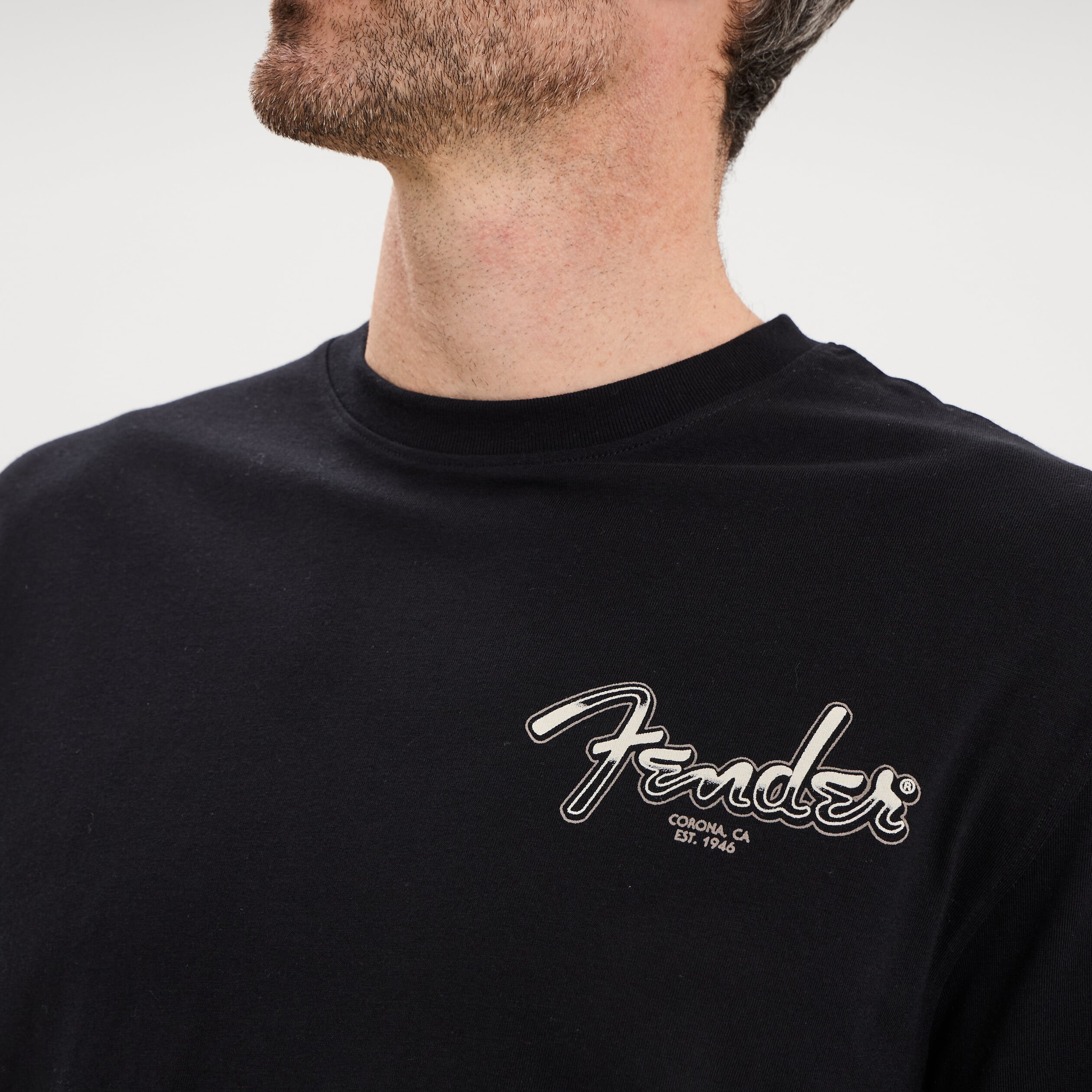 T-shirt manches courtes coton Fender noir homme