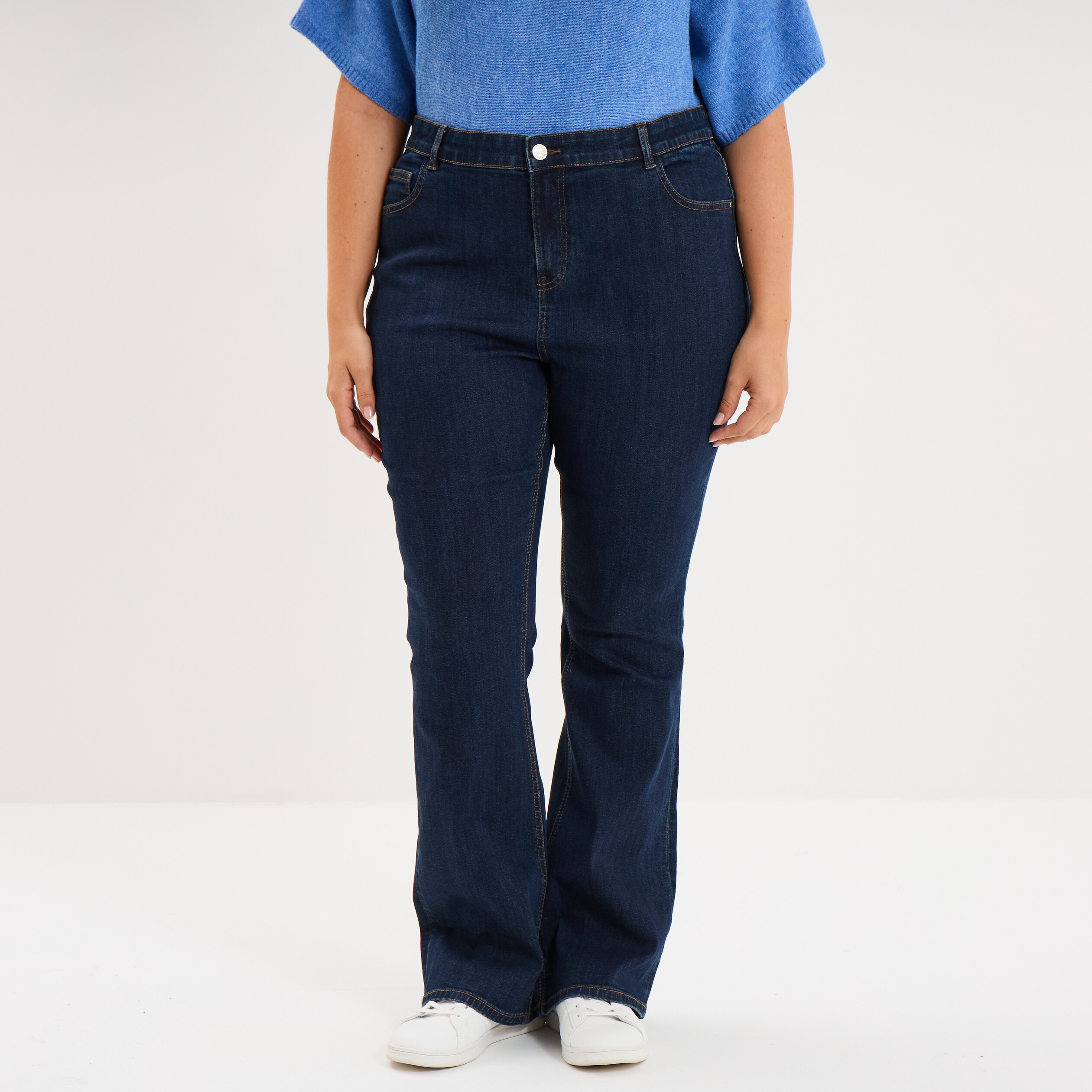 Jean flare 5 poches taille haute denim brut femme grande taille