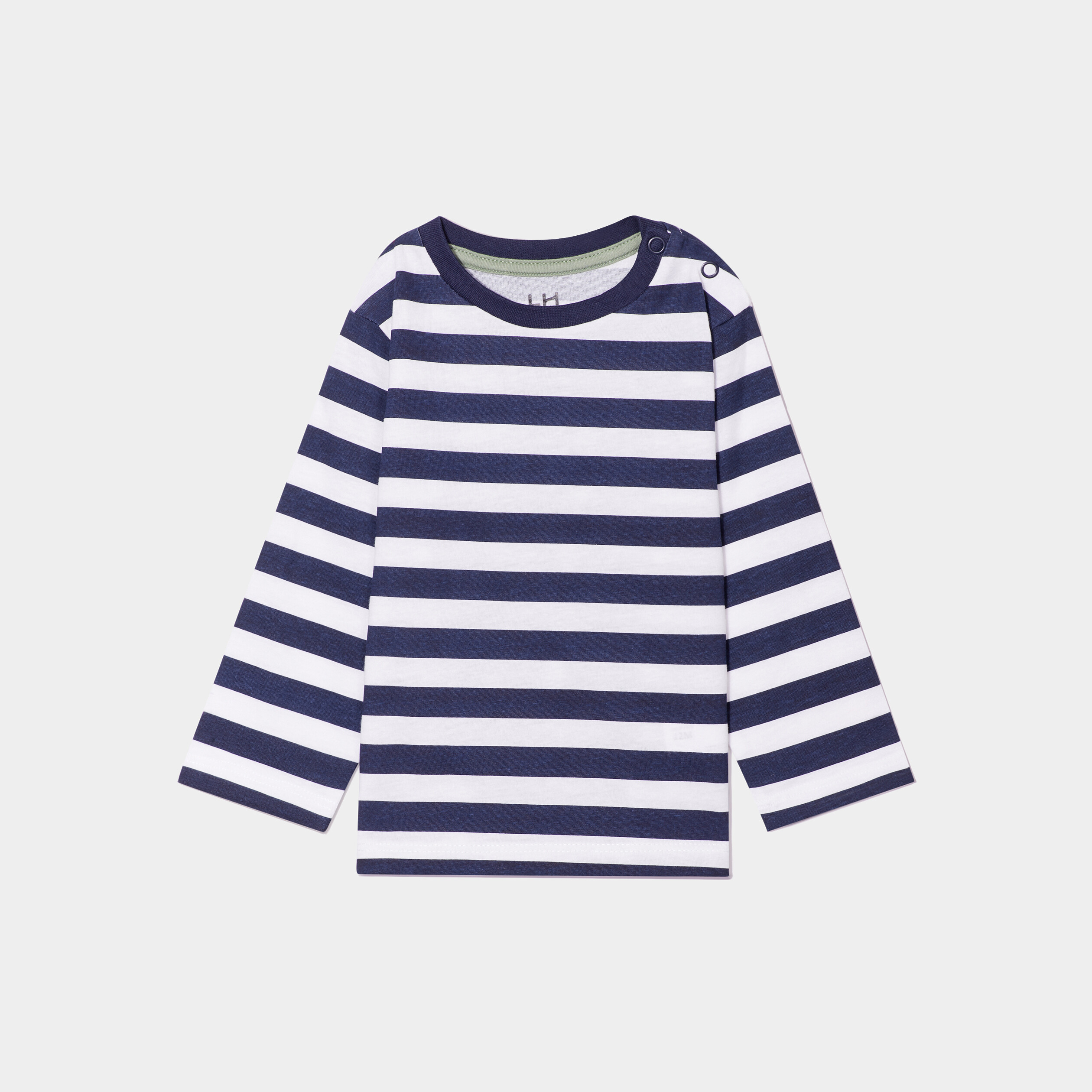 T-shirt col rond manches longues coton bleu marine bébé garçon