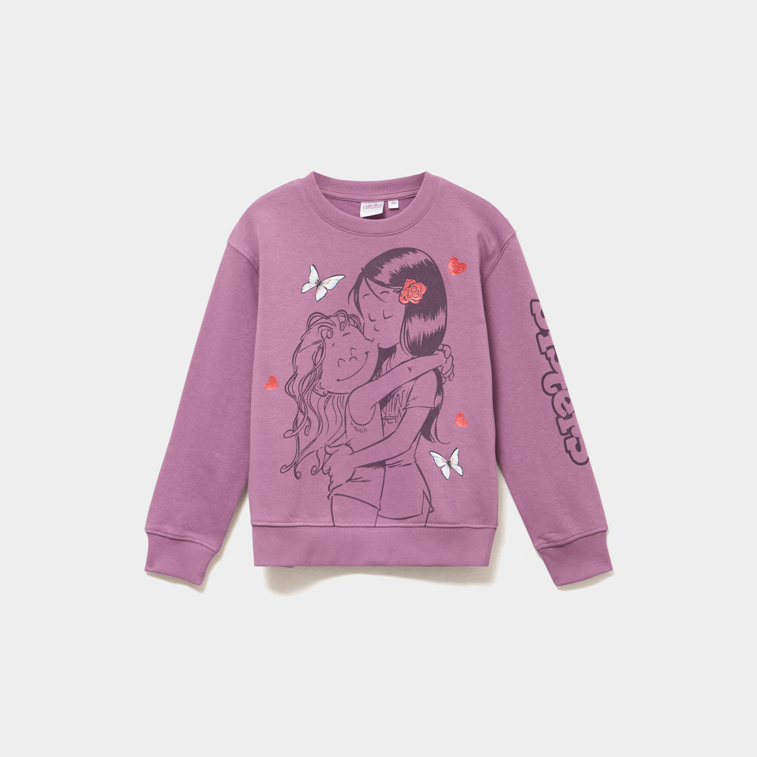 Sweat col rond Les Sisters violet fille