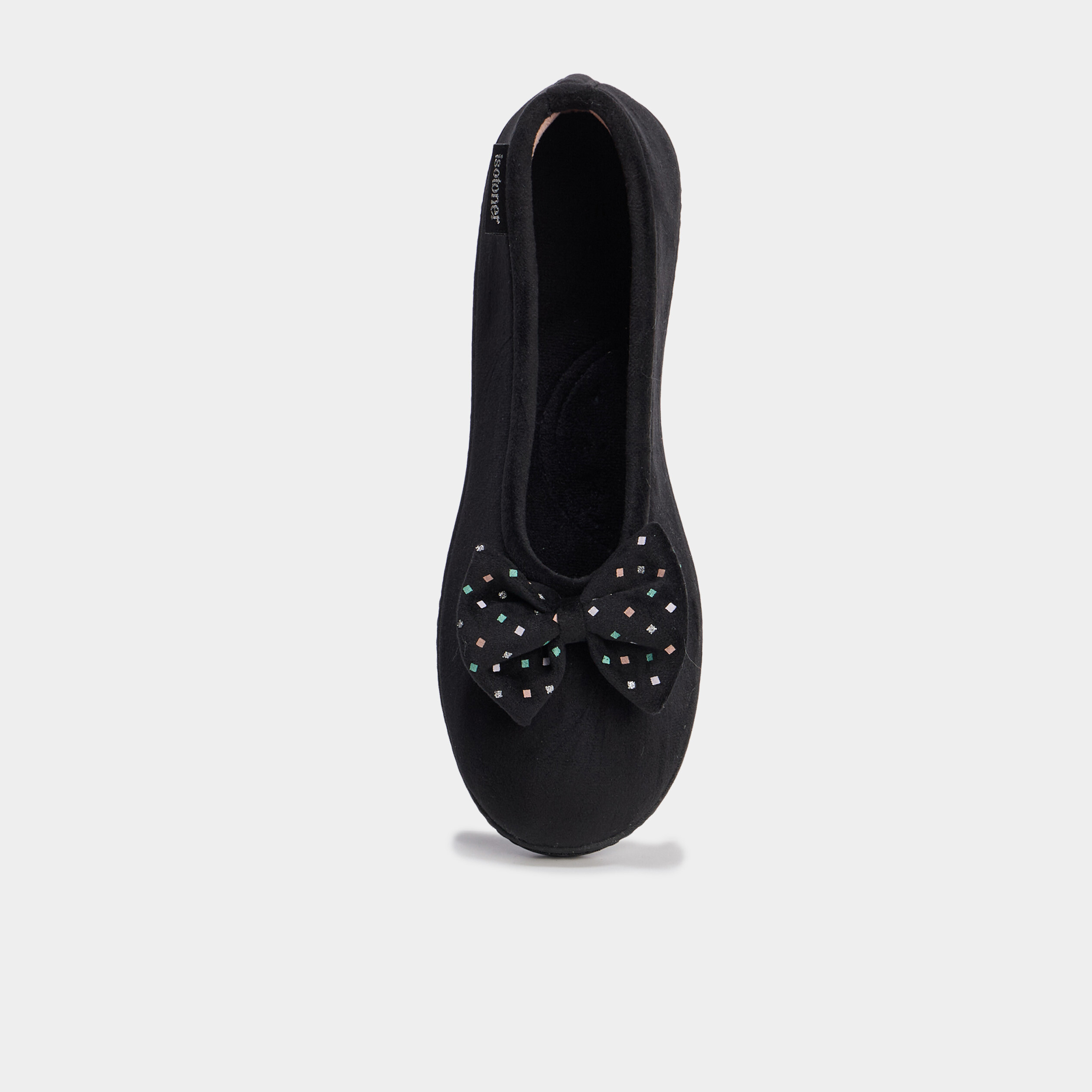 Chaussons ballerines effet velours vert anis femme