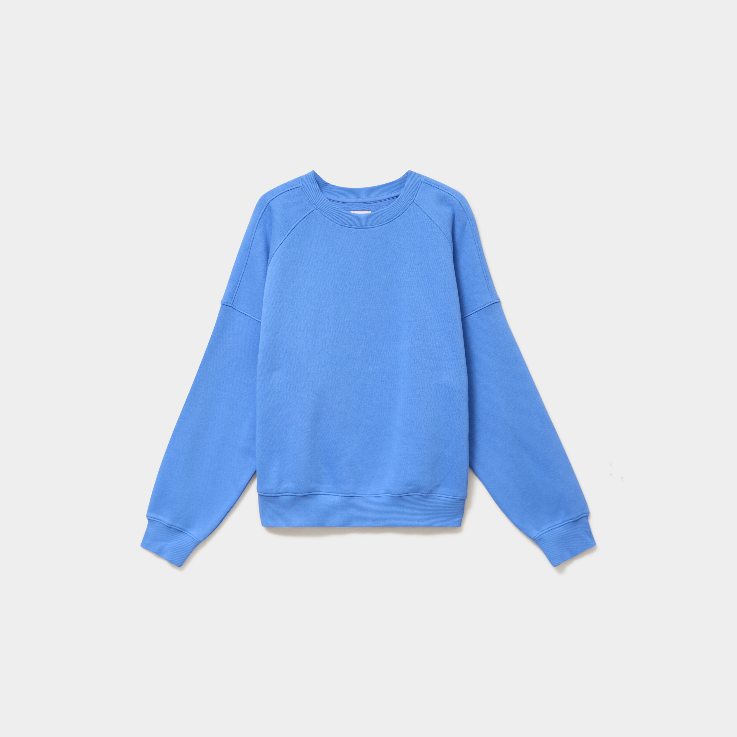 Sweat col rond oversize manches longues bleu electrique femme