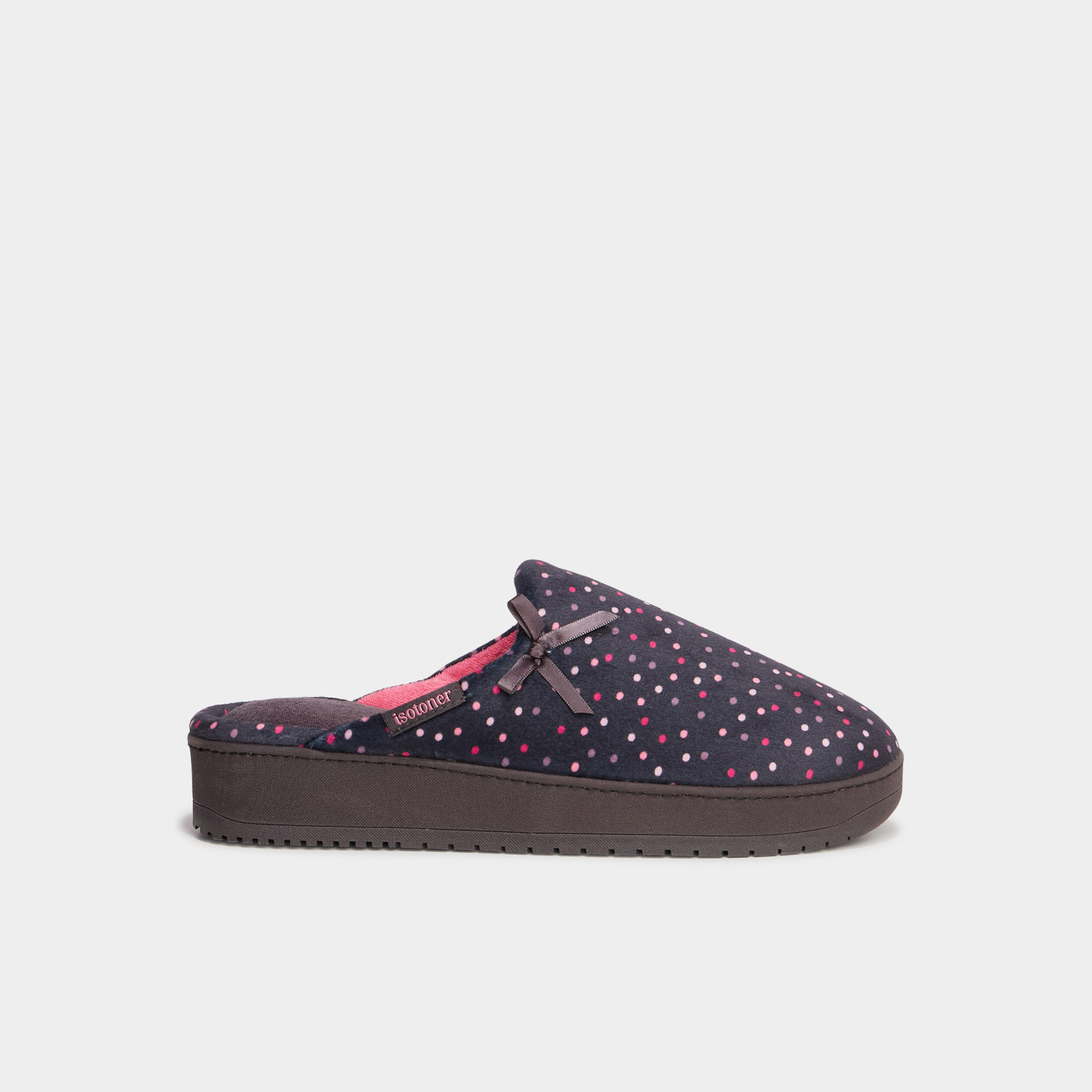 chaussons mules lavables isotoner bleu gris femme Chaussons mules lavables Isotoner bleu gris femme