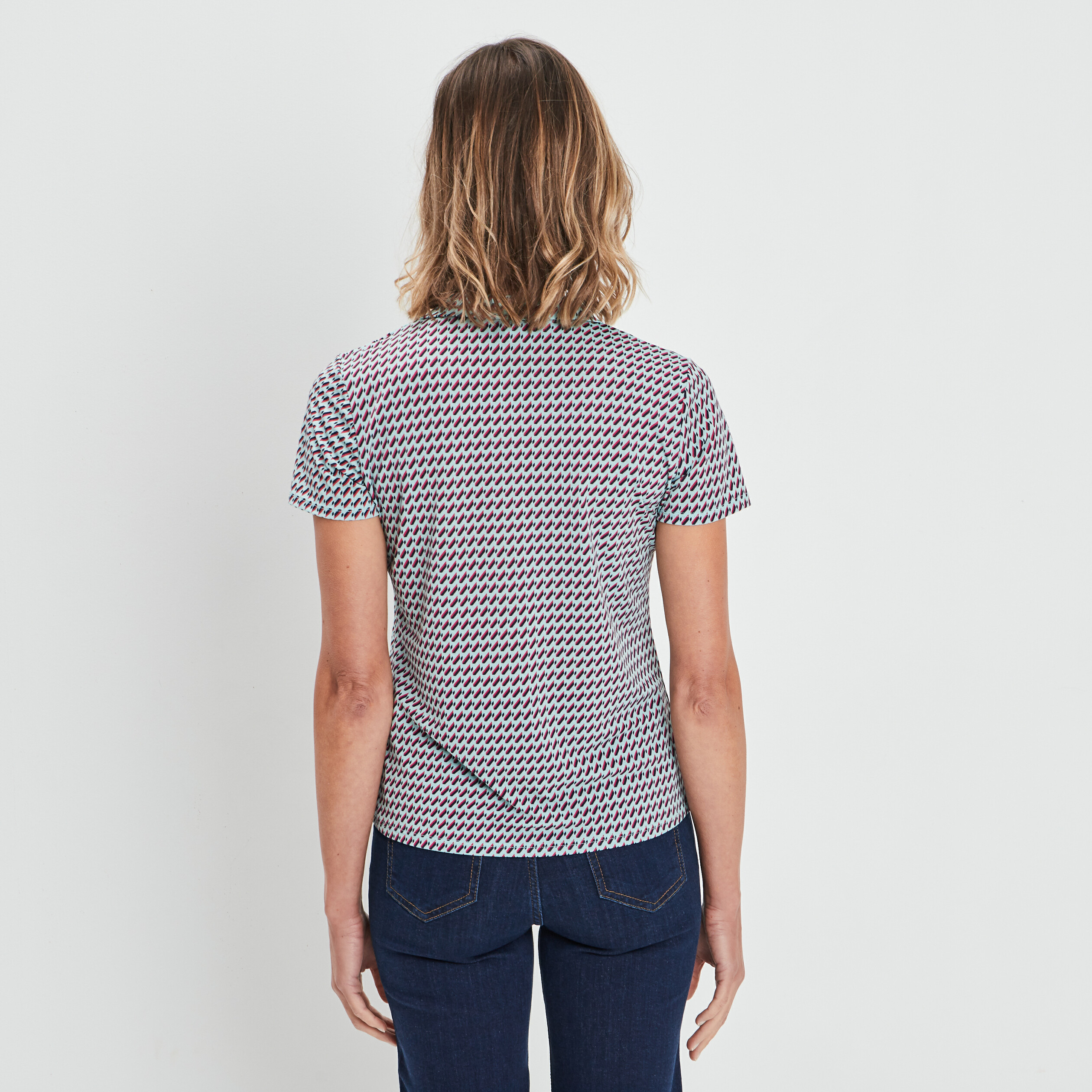 T-shirt manches courtes bleu turquoise femme