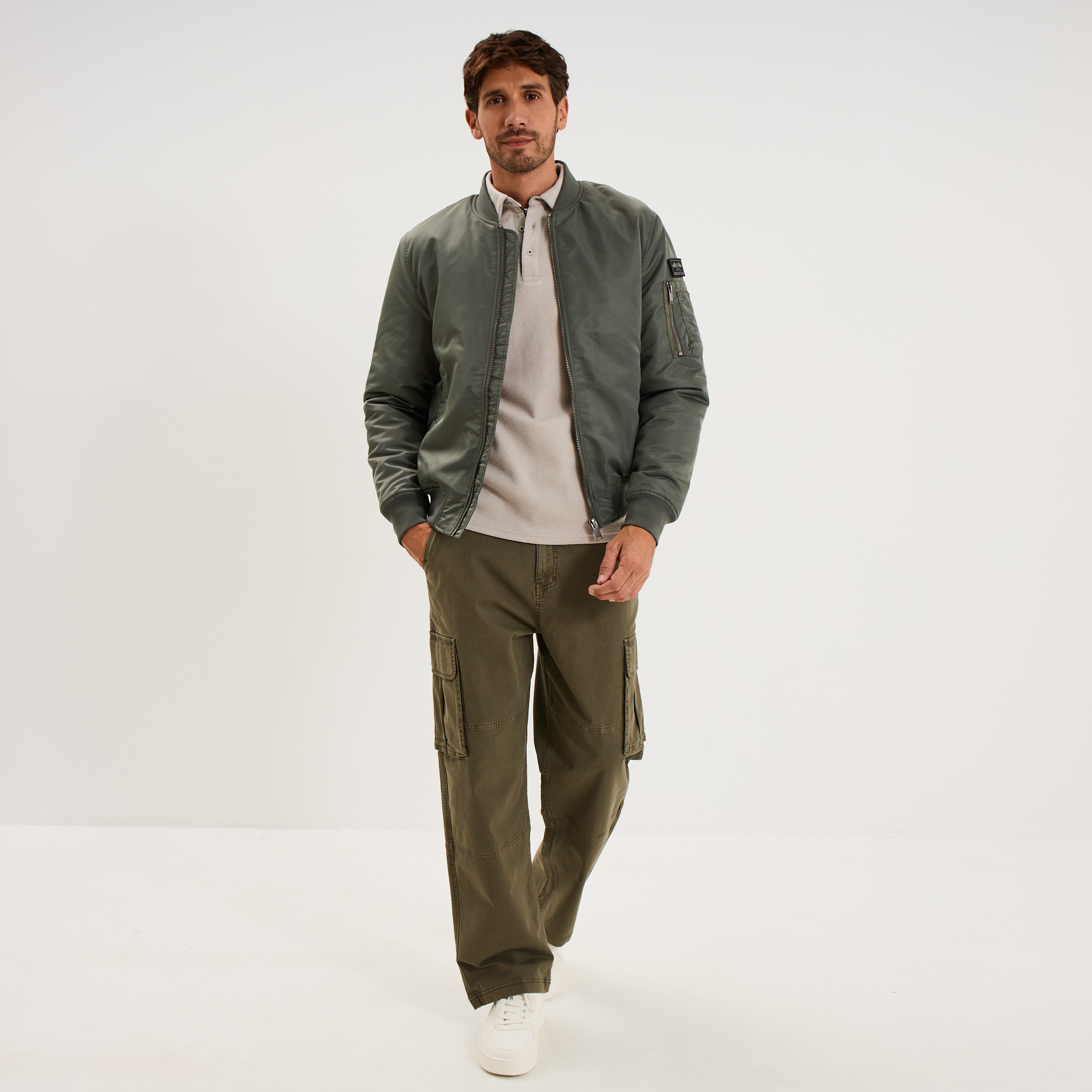 Blouson bomber d&eacute;perlant Liberto gris homme