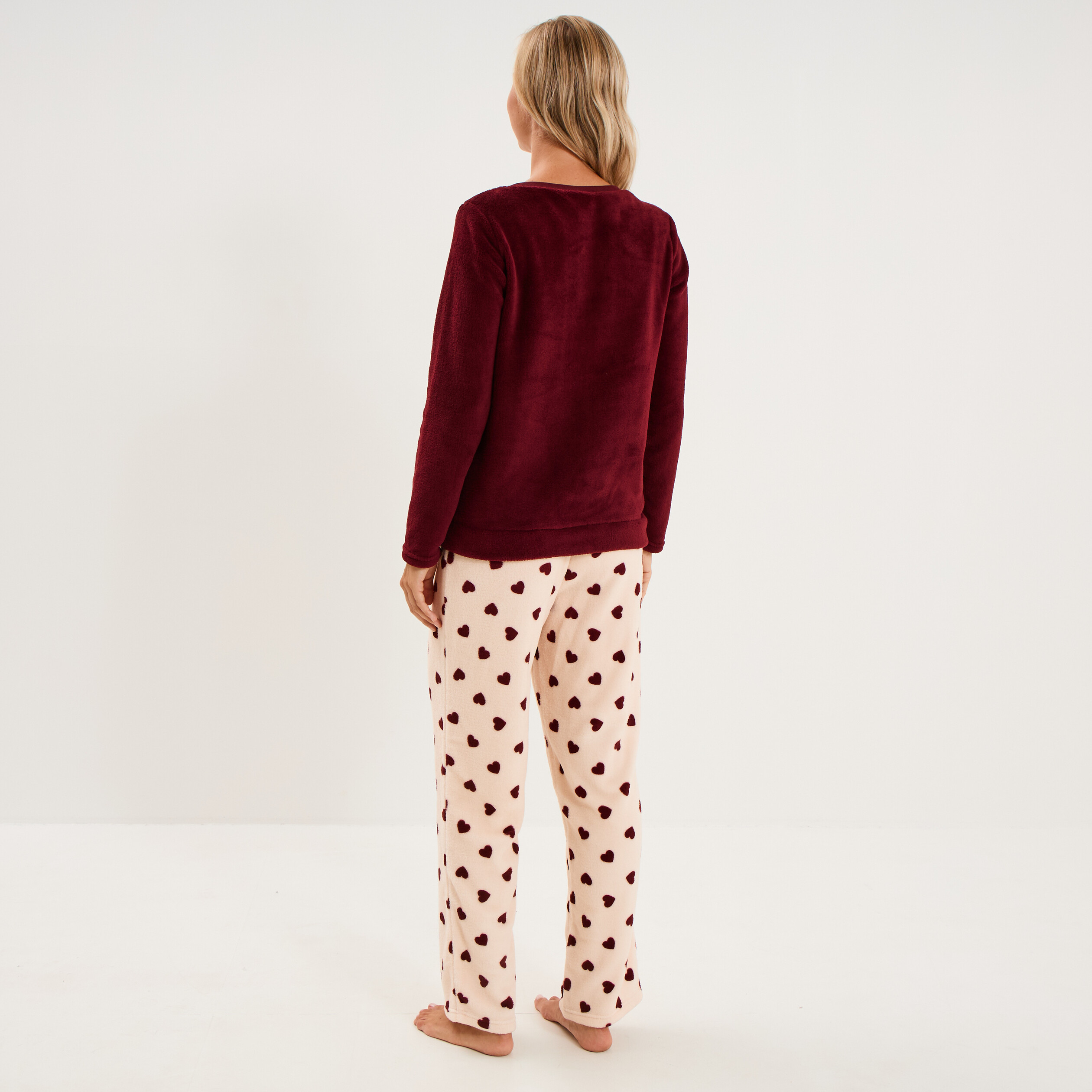 Ensemble pyjama velours Les Artistochats bordeaux femme
