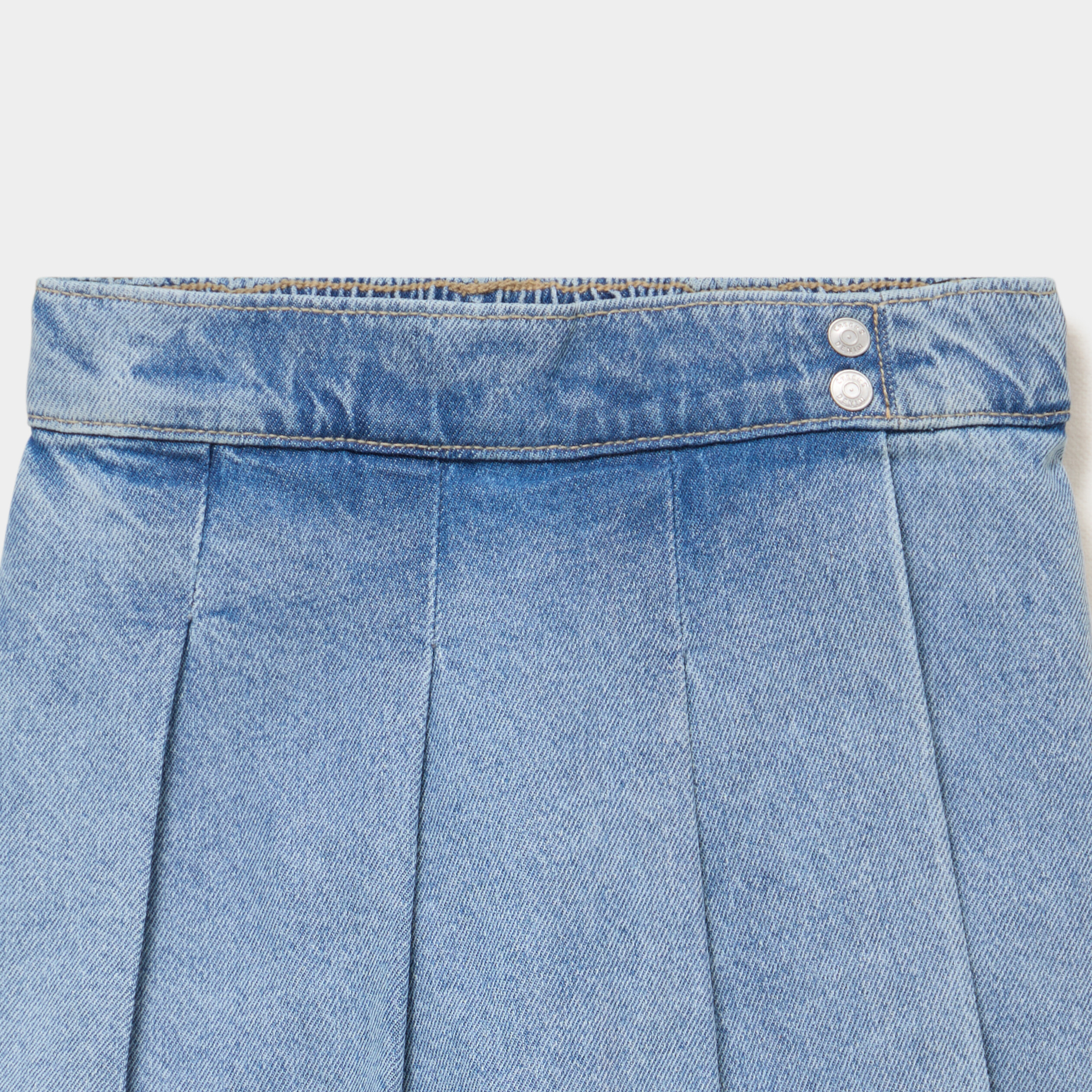 Jupe-short en jean avec plis coton denim double stone fille