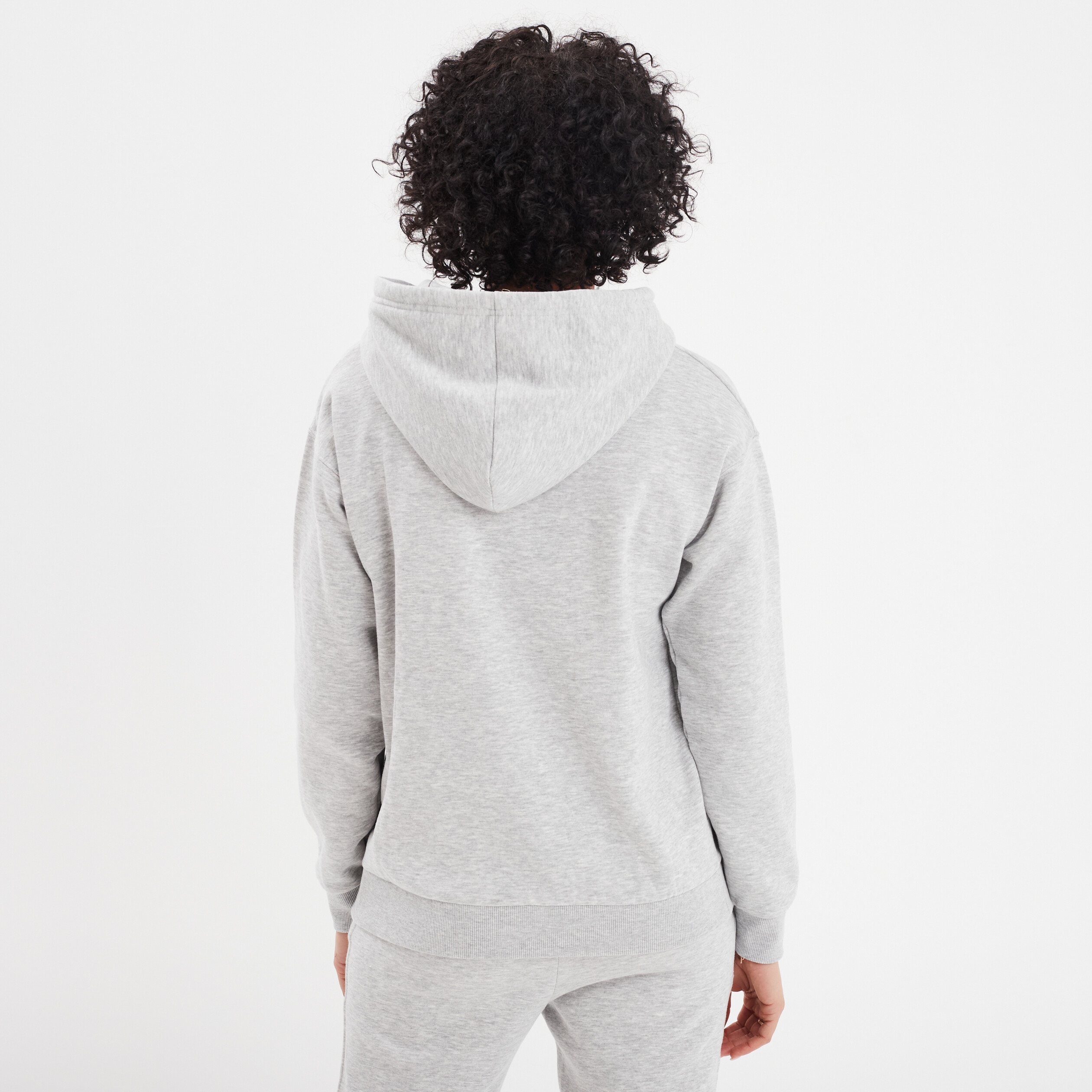 Sweat hoodie molleton &agrave; capuche gris clair femme