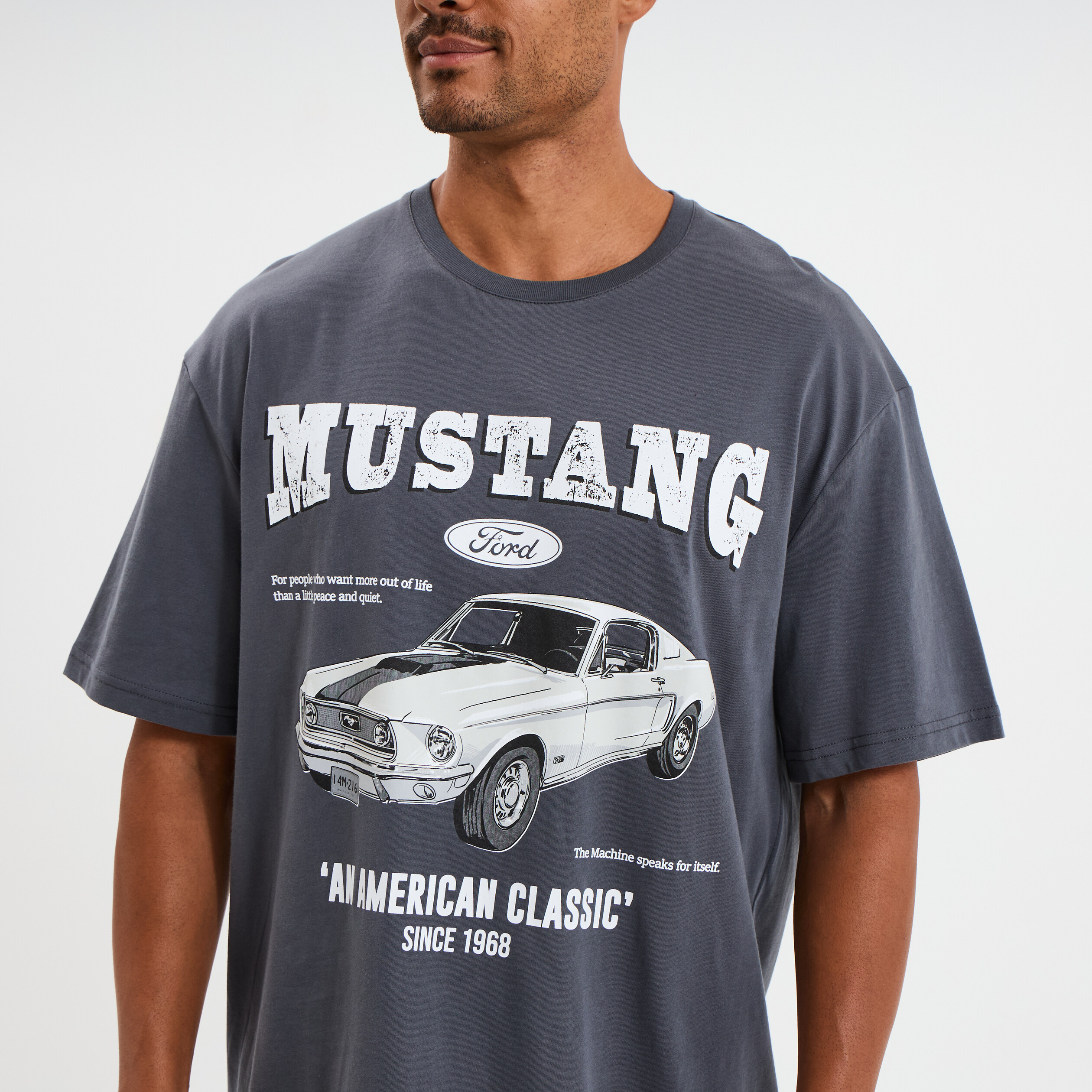 t shirt manches courtes coton mustang gris fonce homme T-shirt manches courtes coton Mustang gris foncé homme
