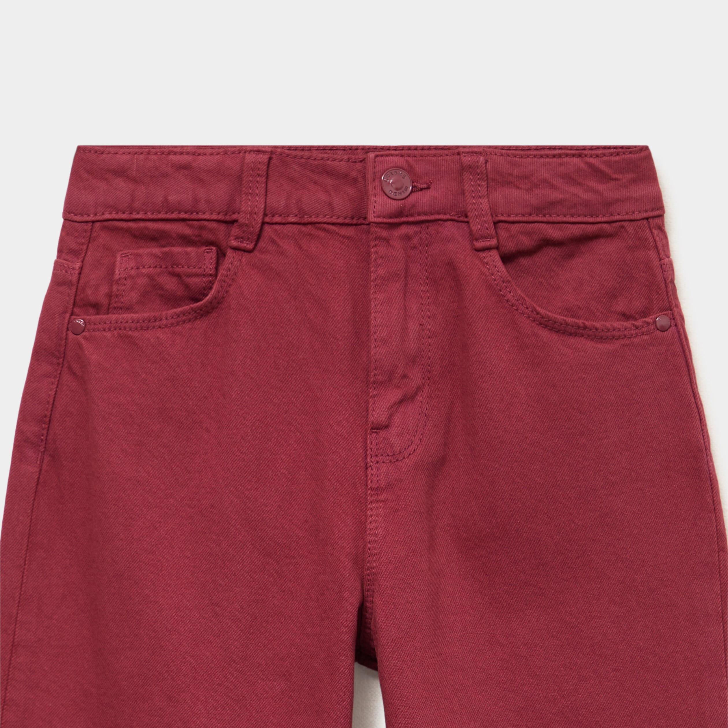 Pantalon coupe large 5 poches coton bordeaux fille