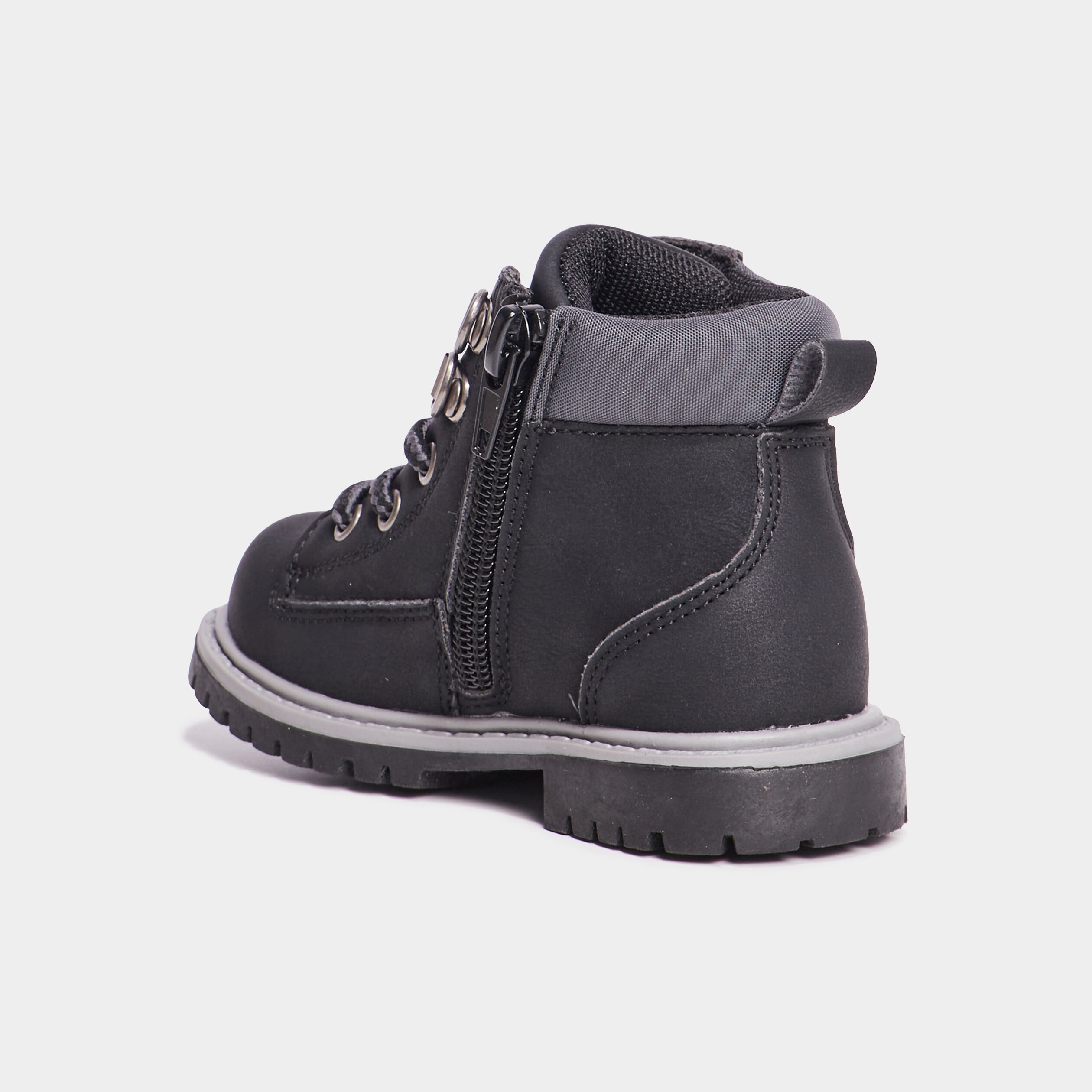 Boots crant&eacute;es zipp&eacute;es &agrave; lacets Bali noir b&eacute;b&eacute; gar&ccedil;on