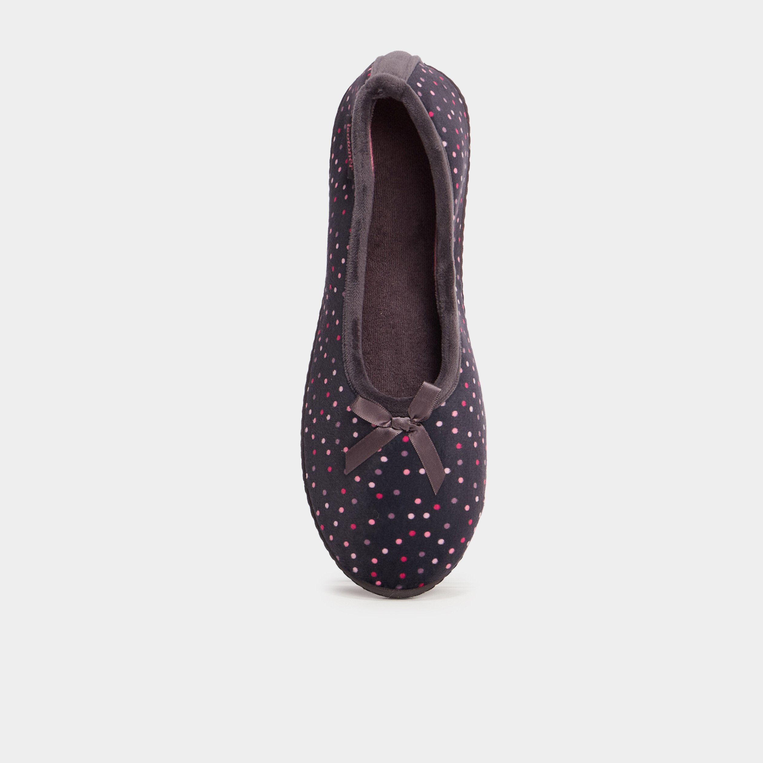 chaussons ballerines aspect velours bleu gris femme Chaussons ballerines aspect velours bleu gris femme